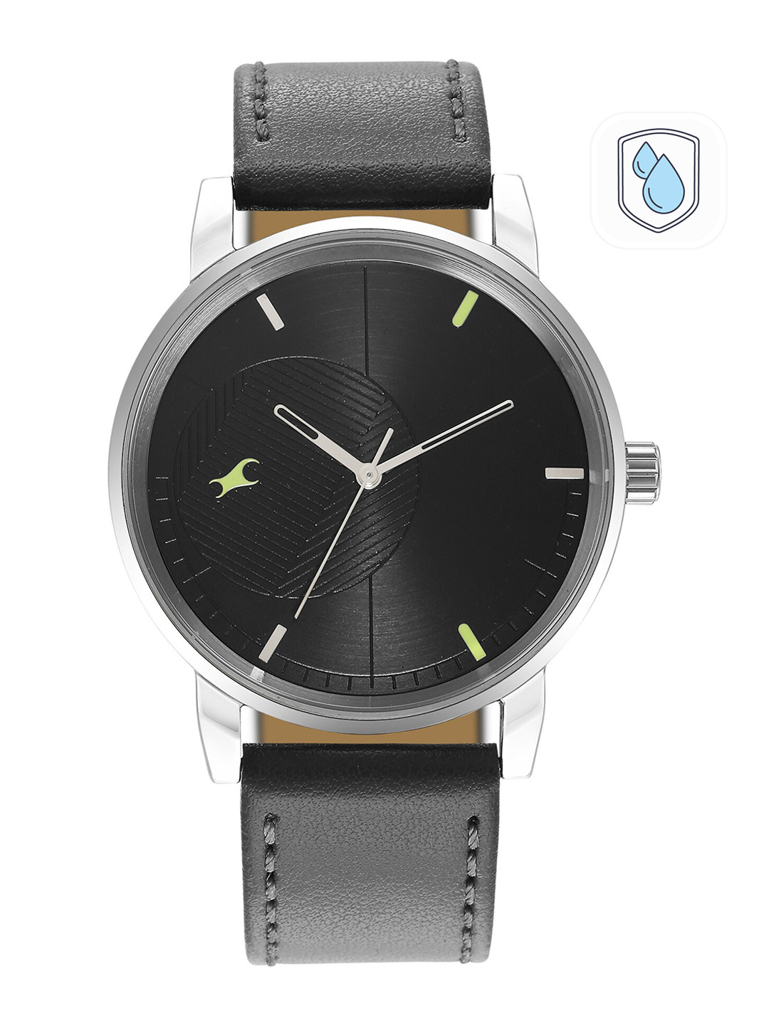 Fastrack Men Green Brass Dial & Beige Leather Straps Analogue Watch