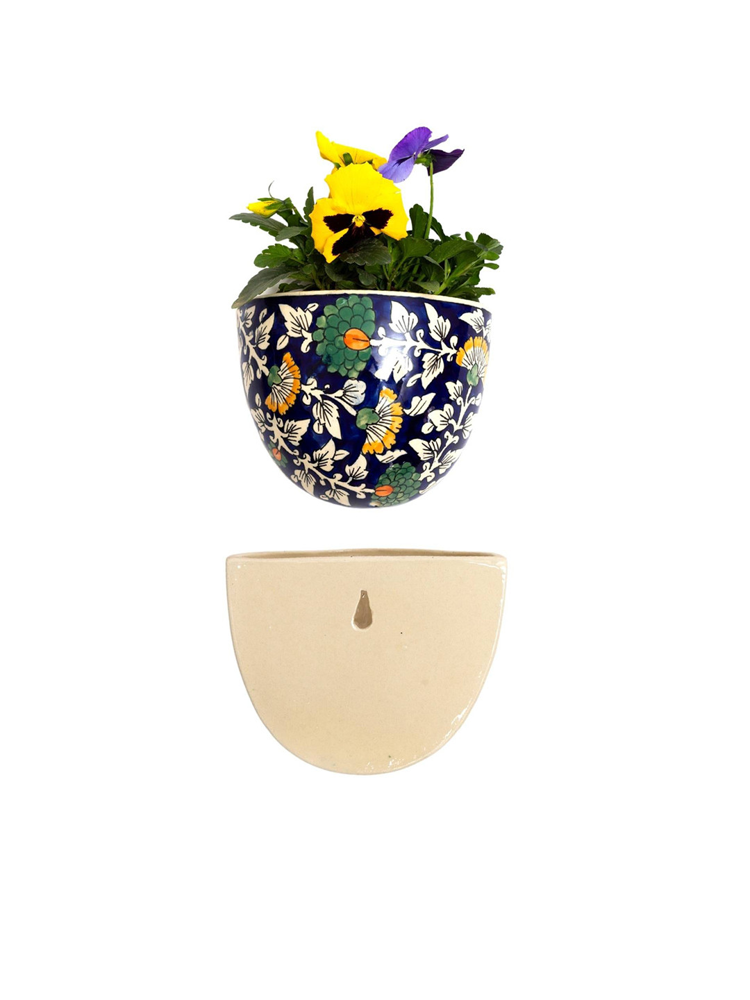 JASMEY HOMES Ceramic Glossy Hanging Hall Floral Wall Decor-5.5In