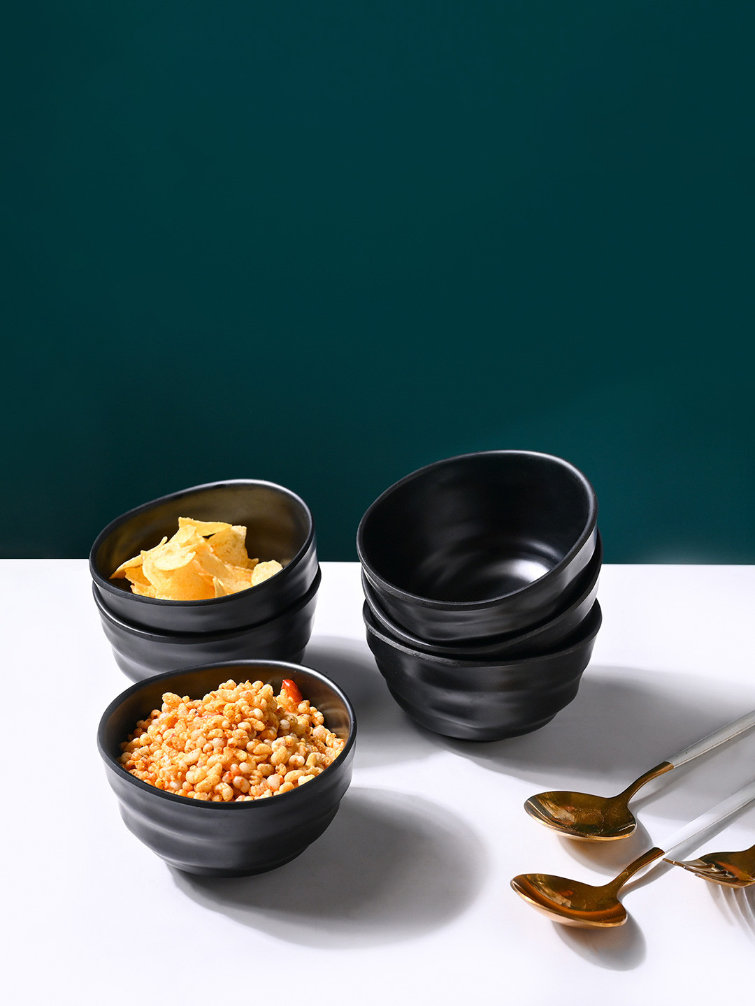 MARKET99 Black 6 Pieces Melamine Glossy Bowls
