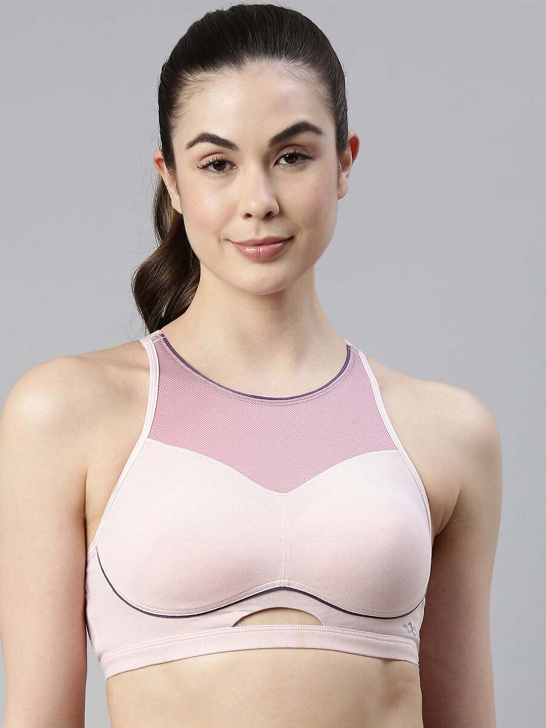 Enamor Padded Non Wired Full Coverage Bounce Control and Antimicrobial Cotton Sports Bra