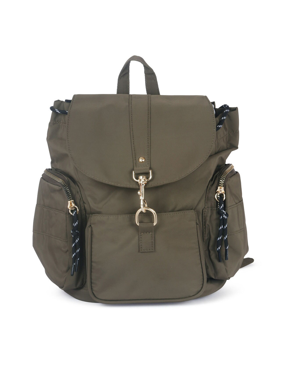 London Rag Women Olive Green Solid Backpack