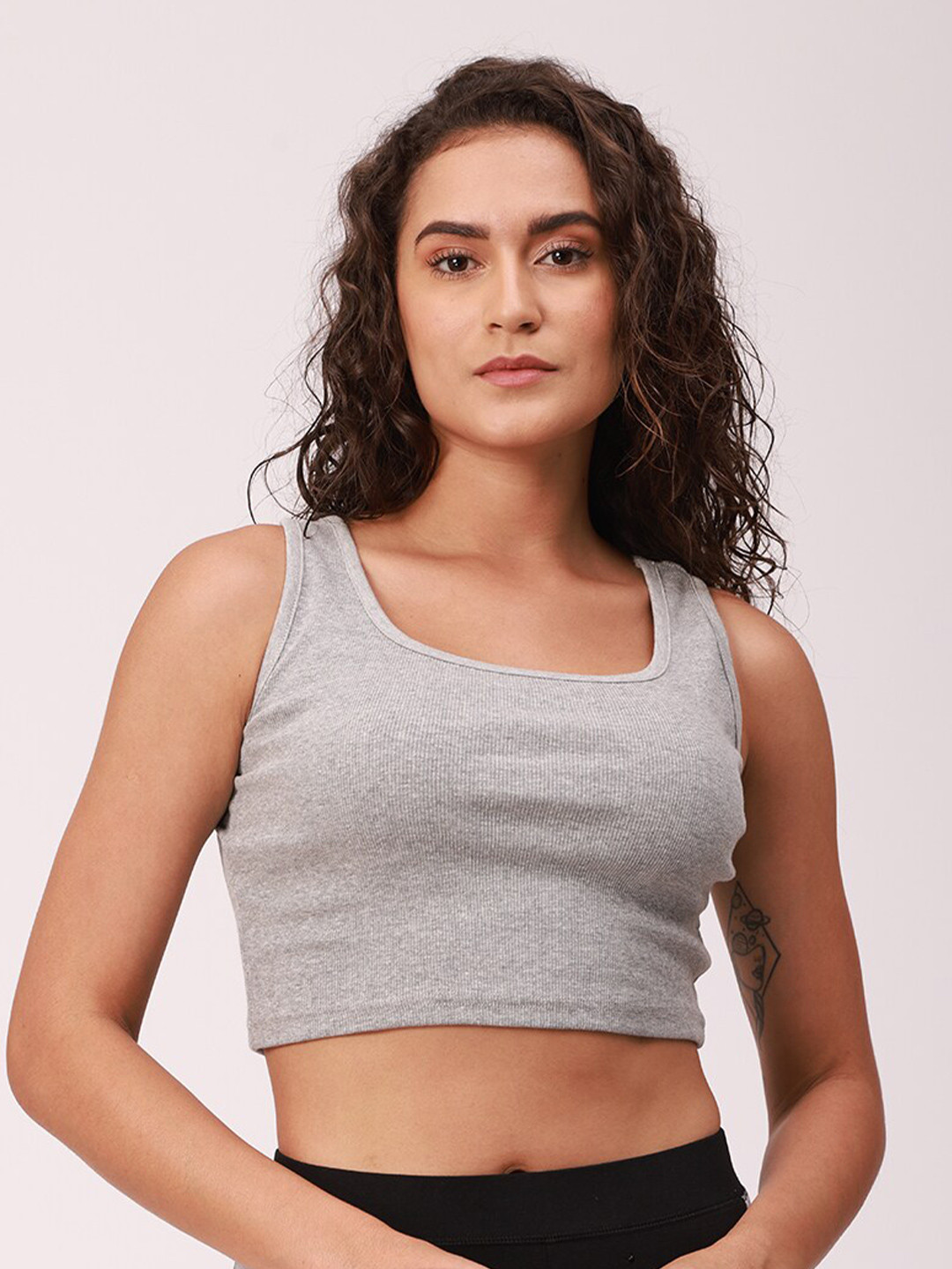 De Moza Grey Tank Crop Top