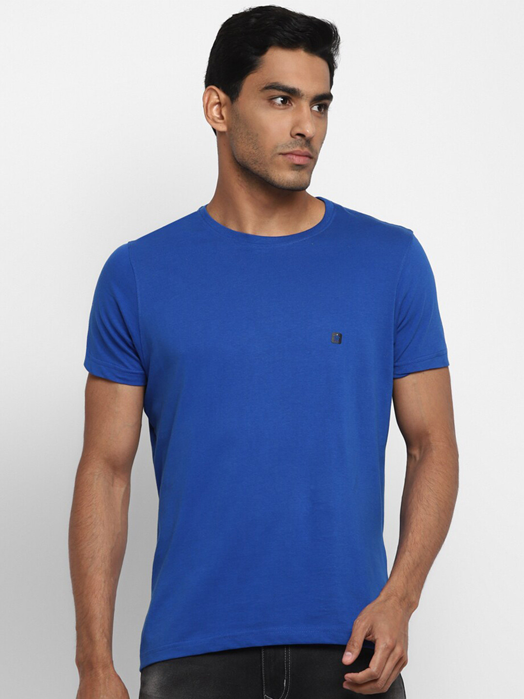 Turtle Men Blue Pure Cotton Slim Fit T-shirt