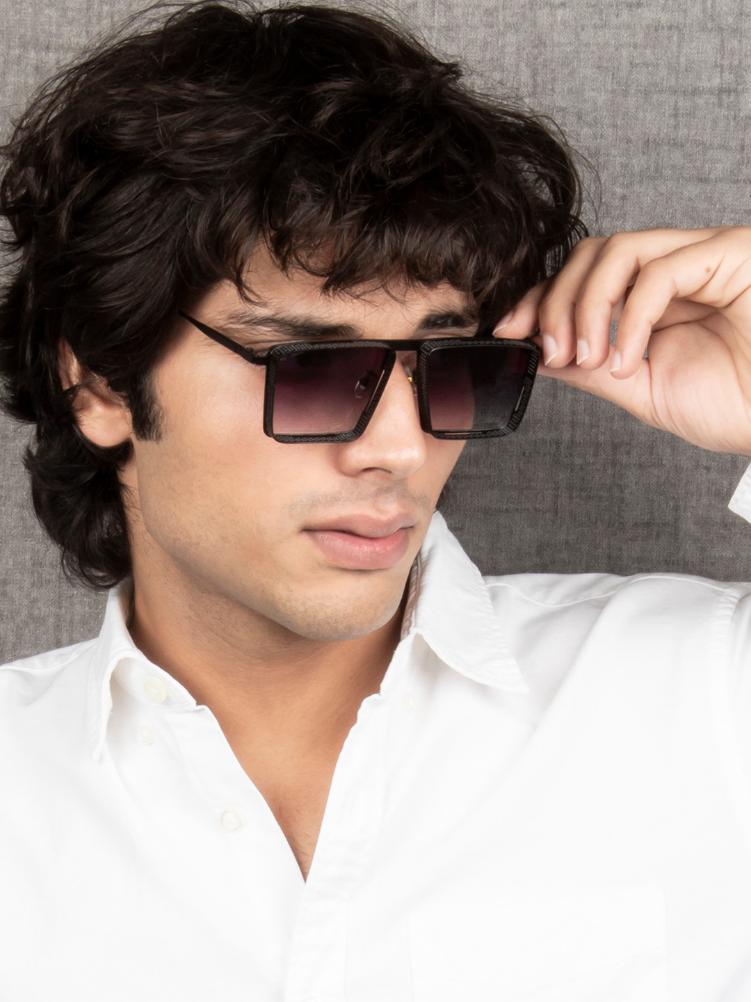 Ted Smith Unisex Black-Purple Graded Square Sunglasses With UV Protected Lens