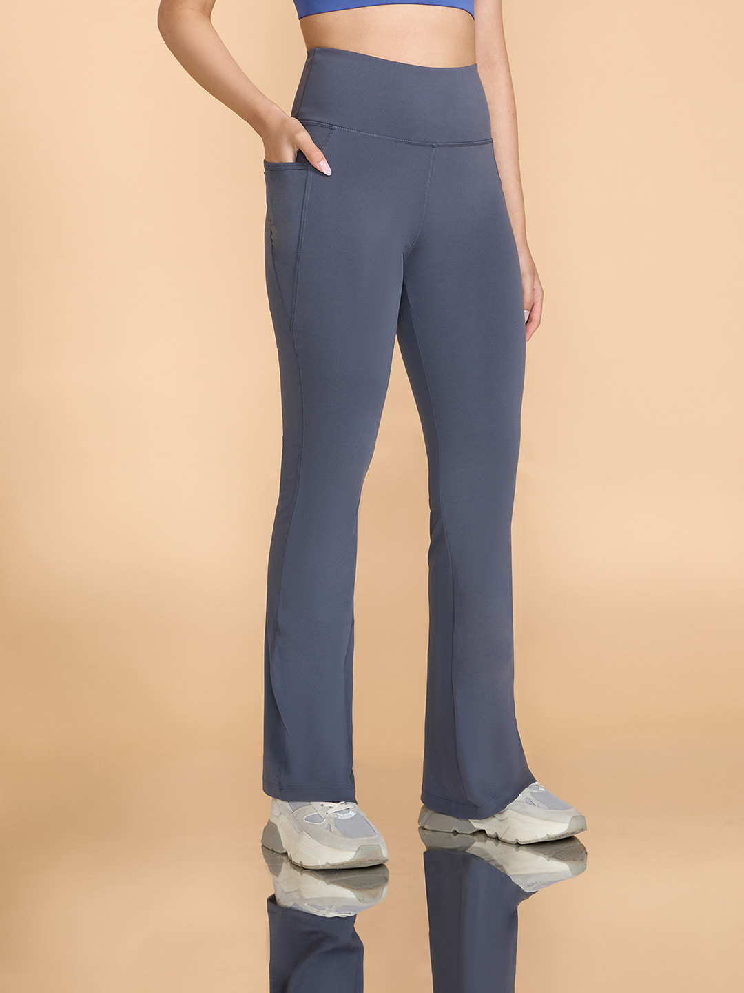 KICA Women Stretchable Flared Pants With Pockets