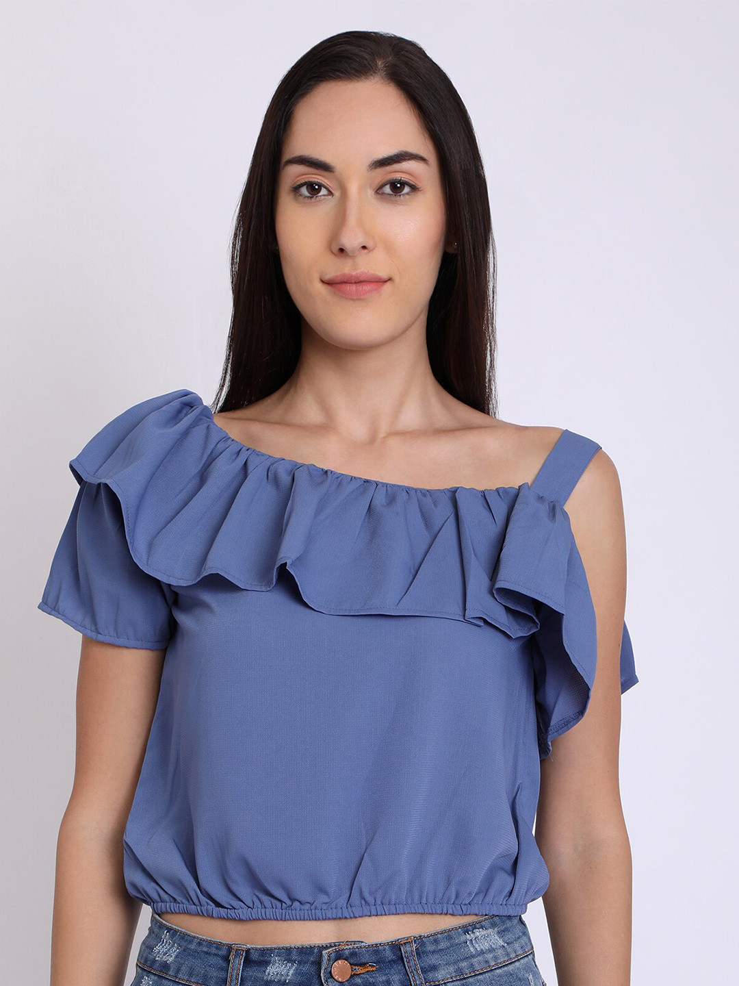 CHIMPAAANZEE Blue Blouson Crop Top