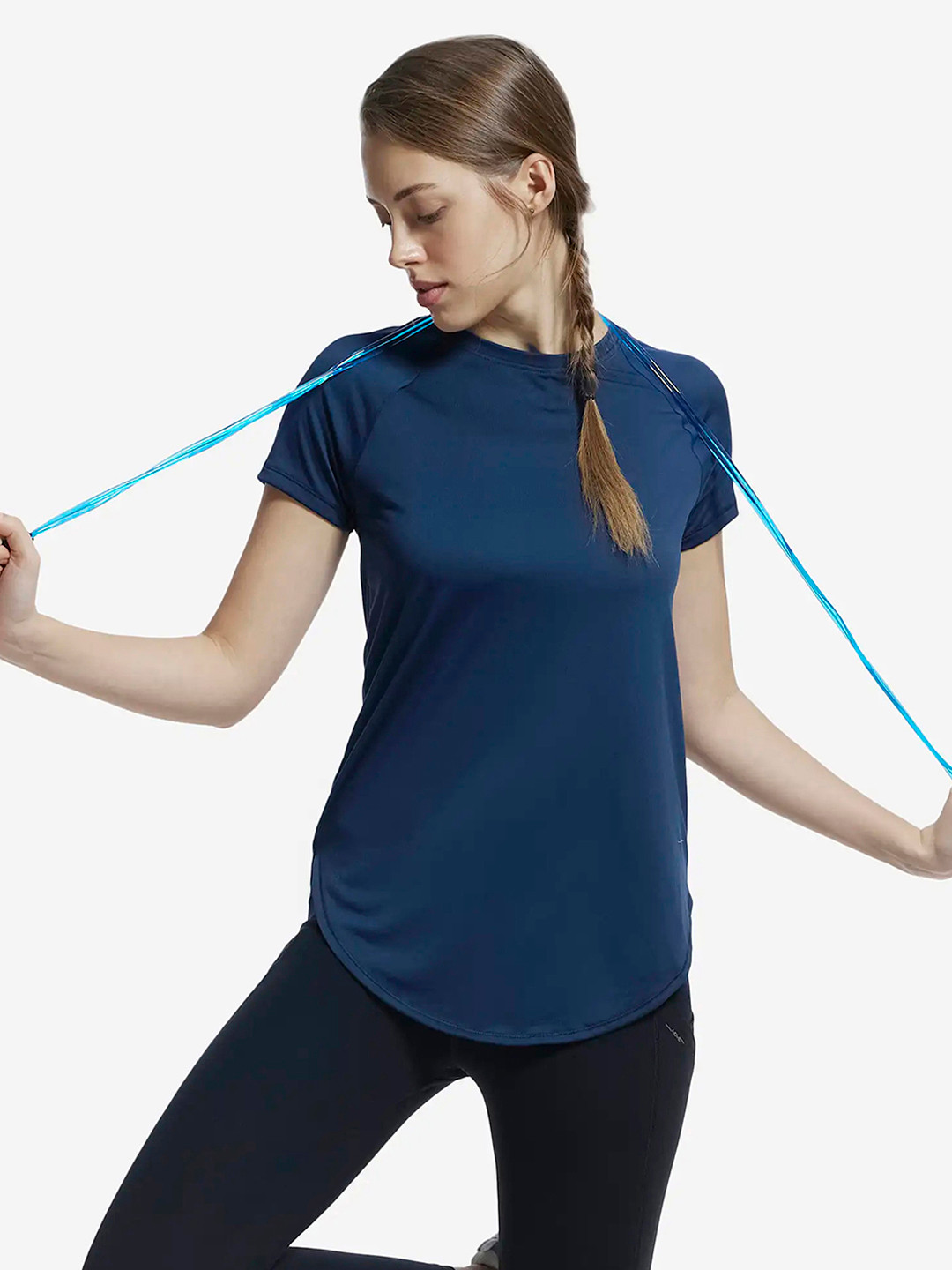 Jockey Solid Microfiber Relaxed Fit Curved Hem Styled Tshirt-MW62