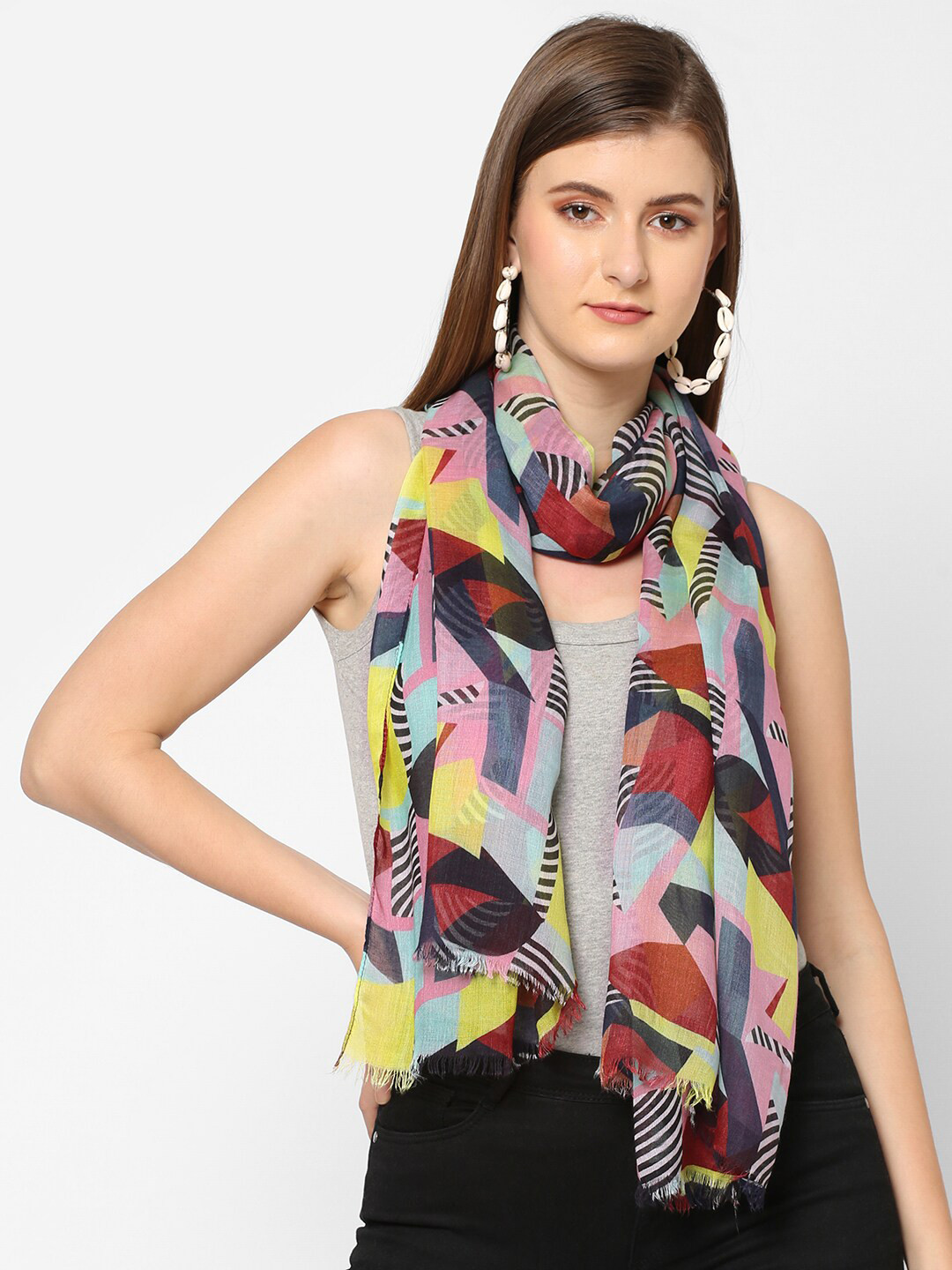 Cloth Haus India Women Red & Black Printed Scarf