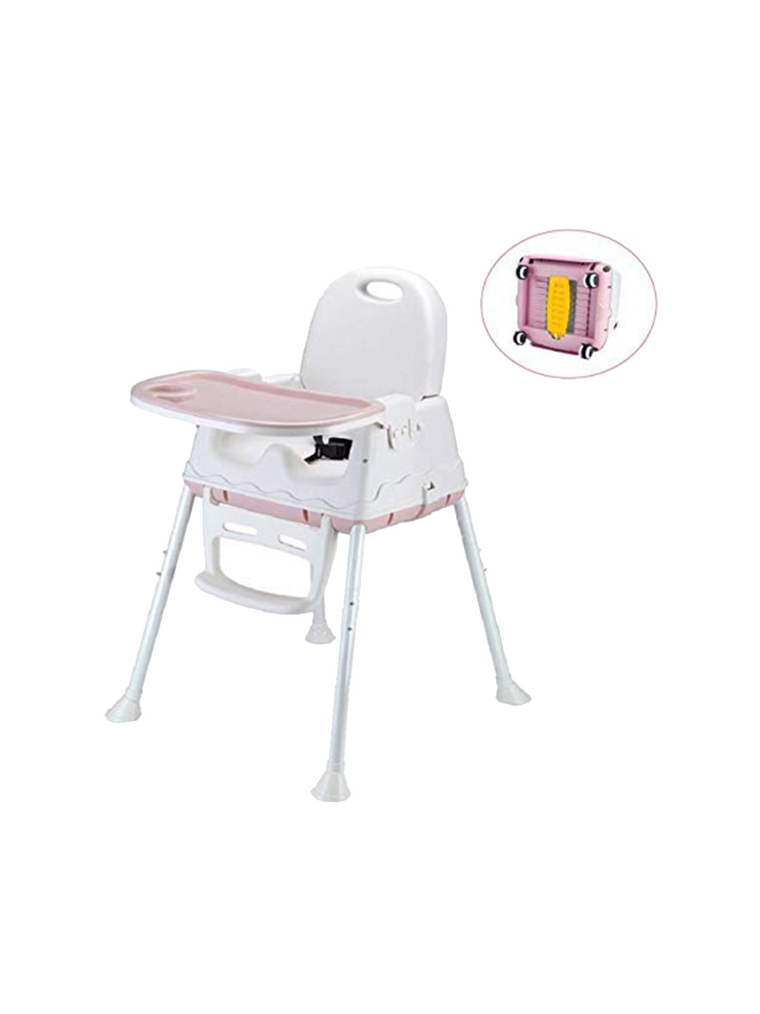 SYGA Infants Pink & White High Chair Seat with Wheel