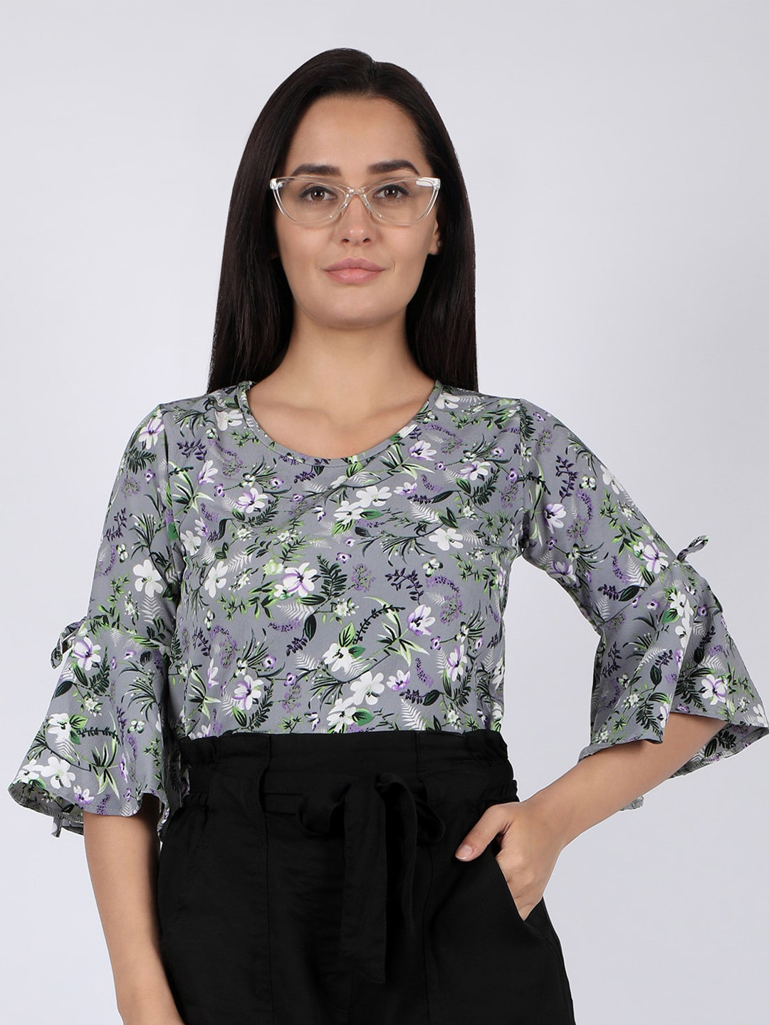 CHIMPAAANZEE Grey Floral Print Top