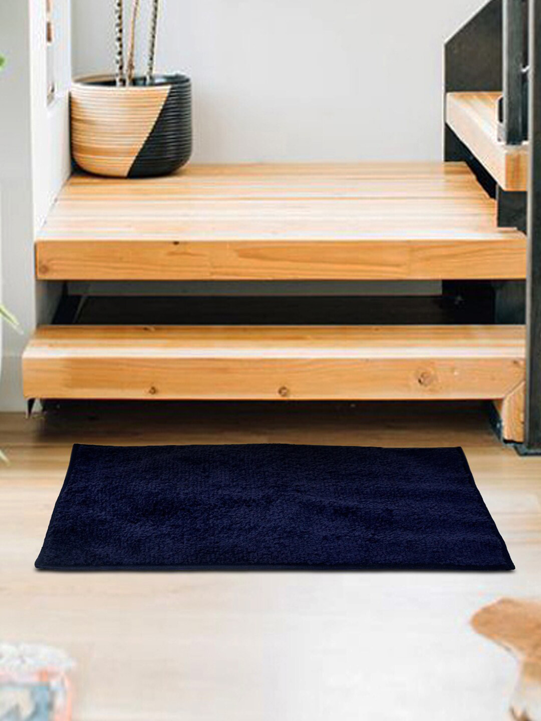 Divine Casa Set Of 2 Navy Blue Solid Anti-Skid Doormats