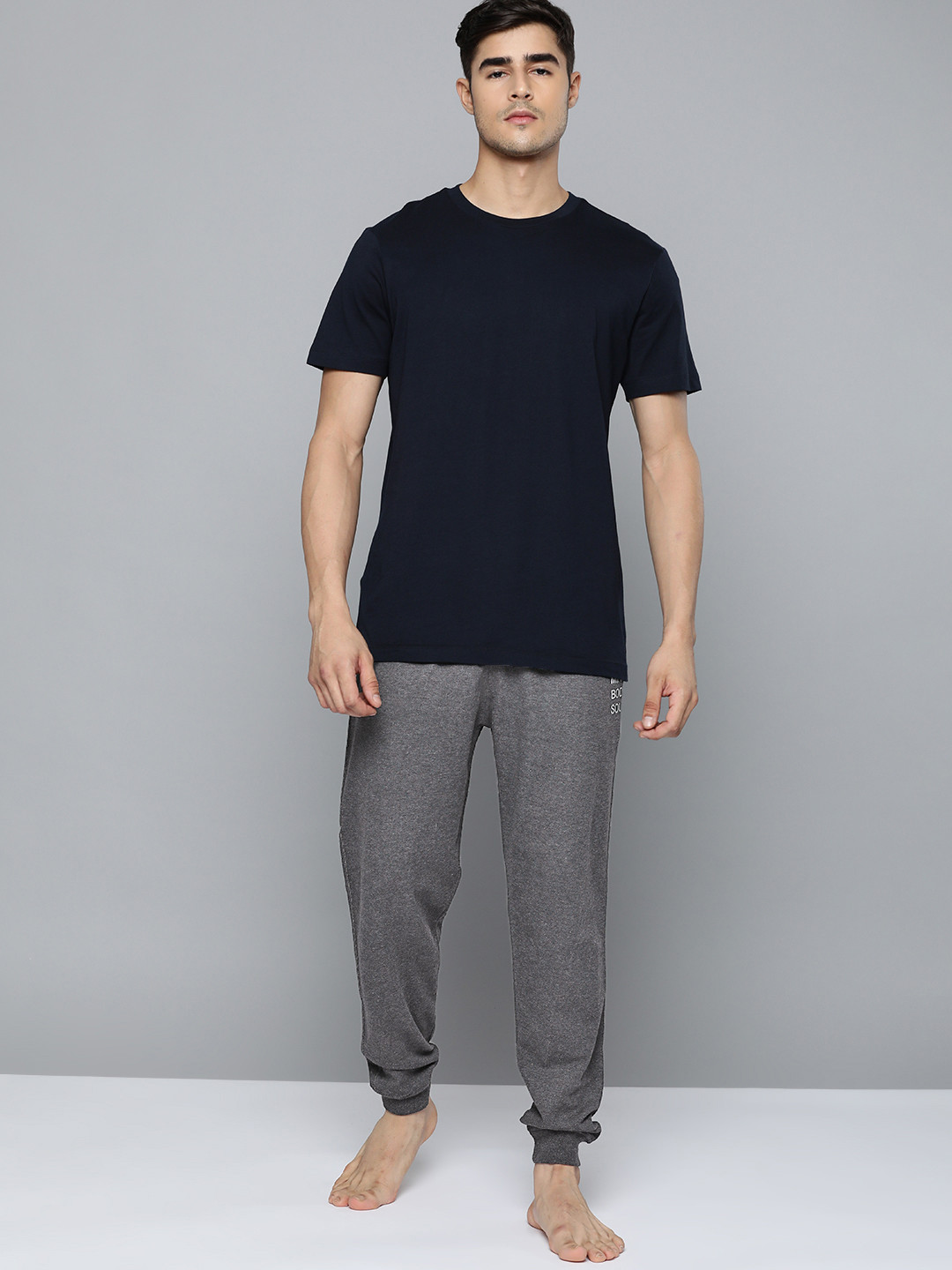 HRX By Hrithik Roshan Yoga Men Anthra Mel Solid Track Pants