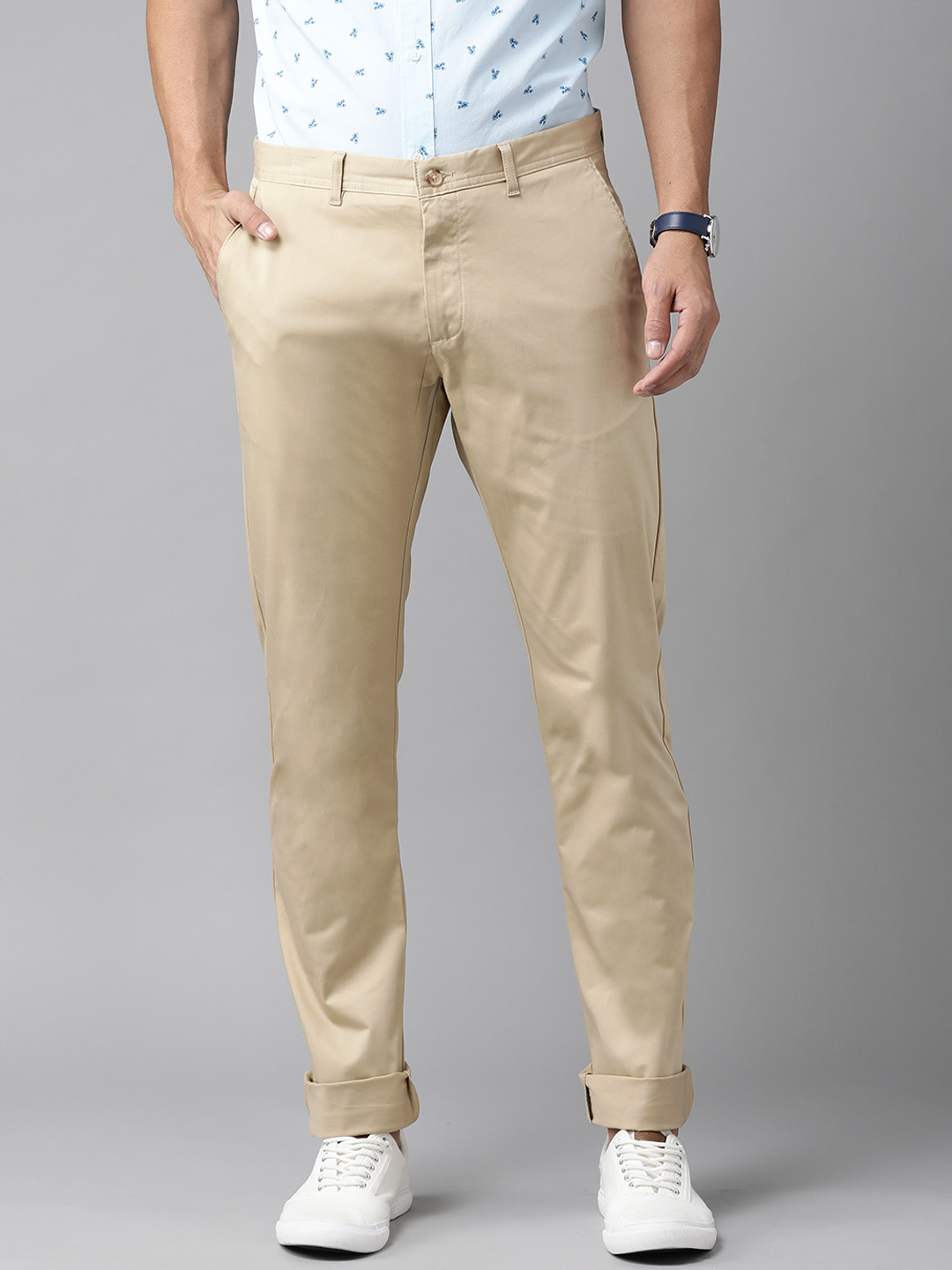 Blackberrys Men Beige B-95 Slim Fit Chino Trousers