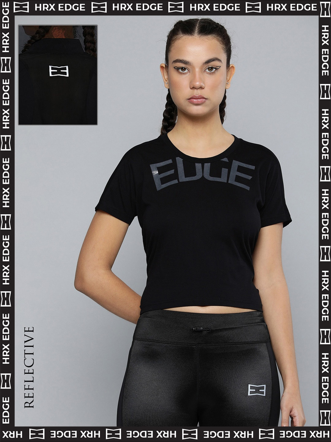 HRX By Hrithik Roshan EDGE Women Rapid-Dry Textured Oversized  Oversized T-shirt