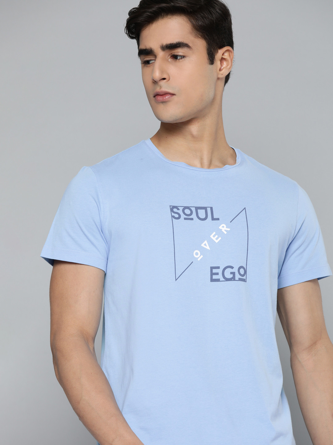 HRX by Hrithik Roshan Men Blue Typography Printed Pure Cotton Yoga Sustainable T-shirt
