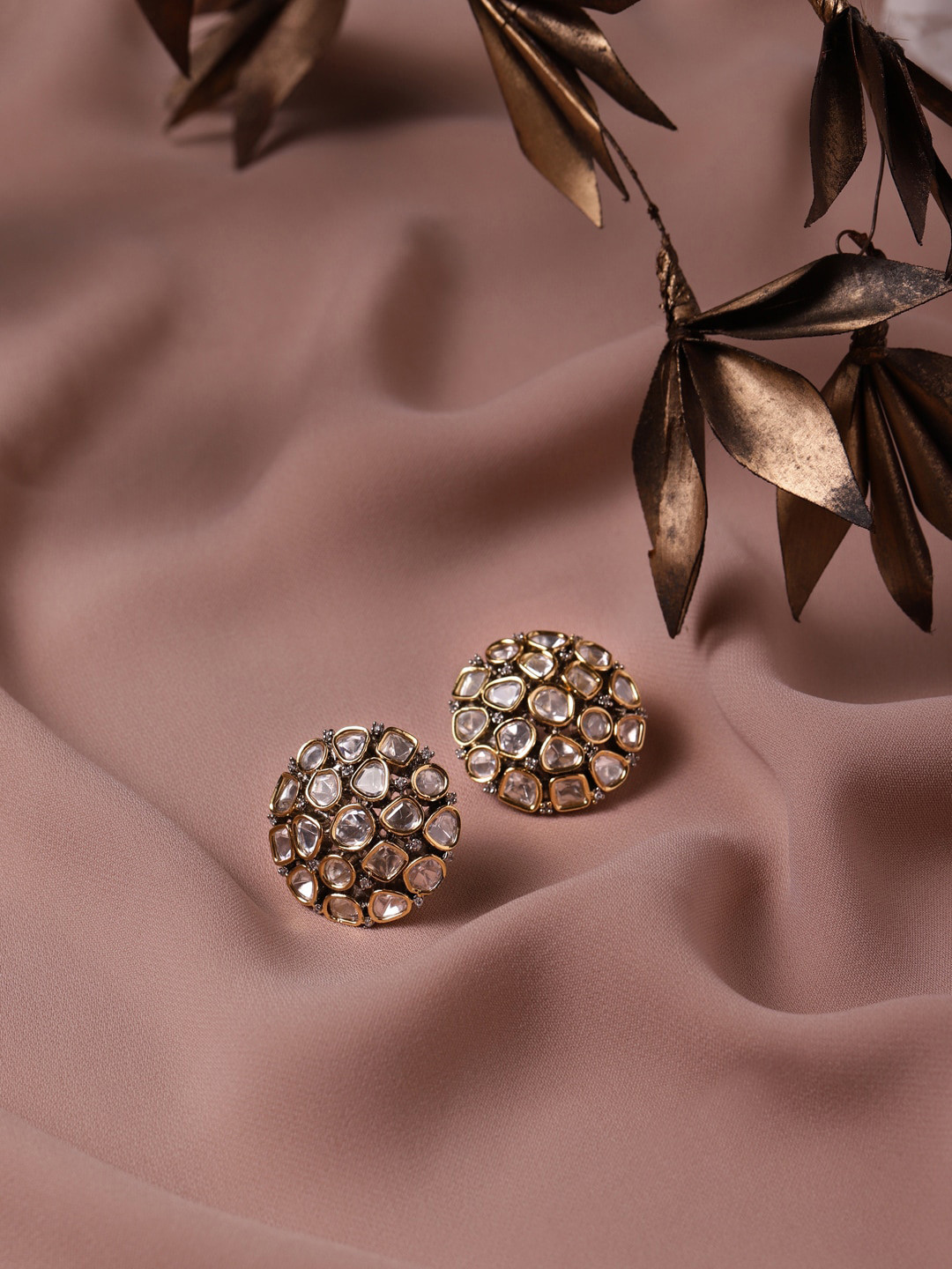 RITU SINGH Silver-Toned Circular Studs Earrings