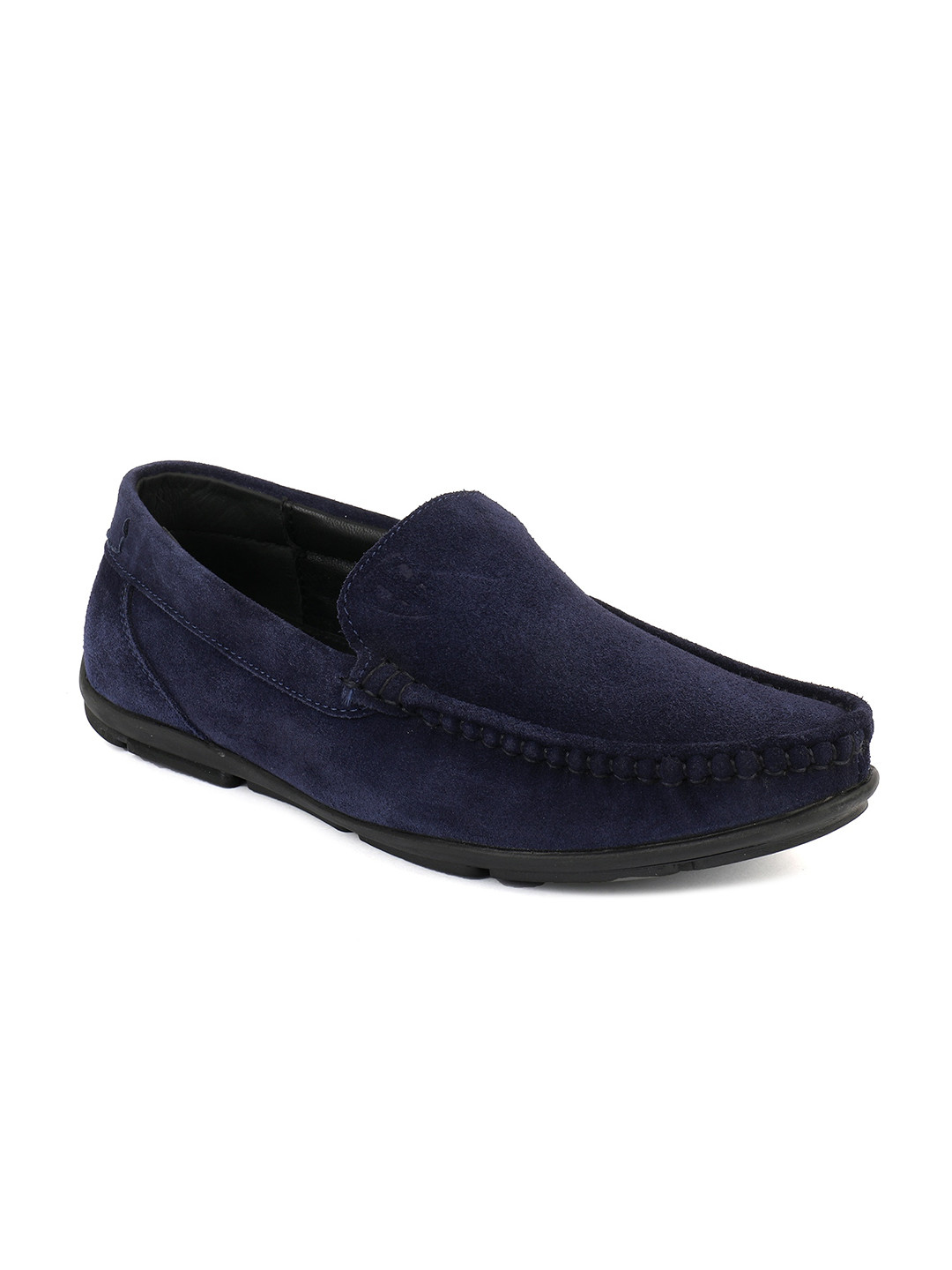 BRATVA Men Navy Blue Leather Loafers