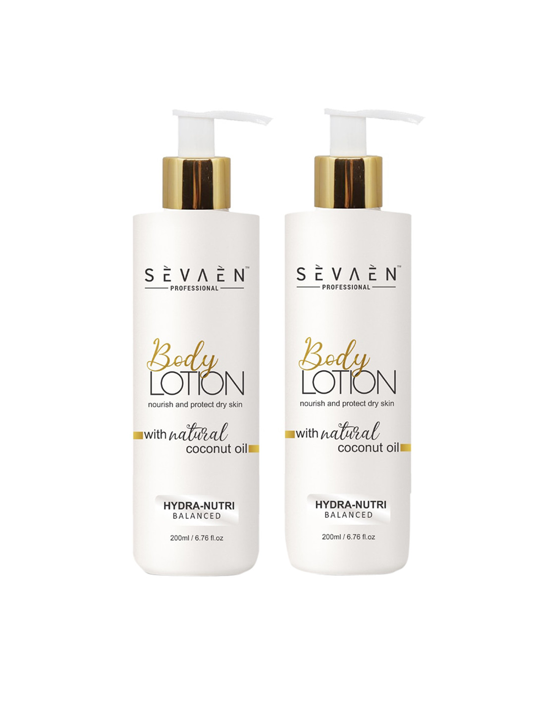 SEVAEN Set of 2 Moisture Body Lotions for Dry Skin with Coconut Oil - 200ml each