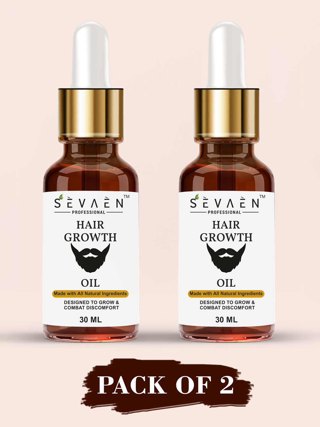 SEVAEN Men Set of 2 Beard Hair Growth Oil with Thyme Oil - 30ml each