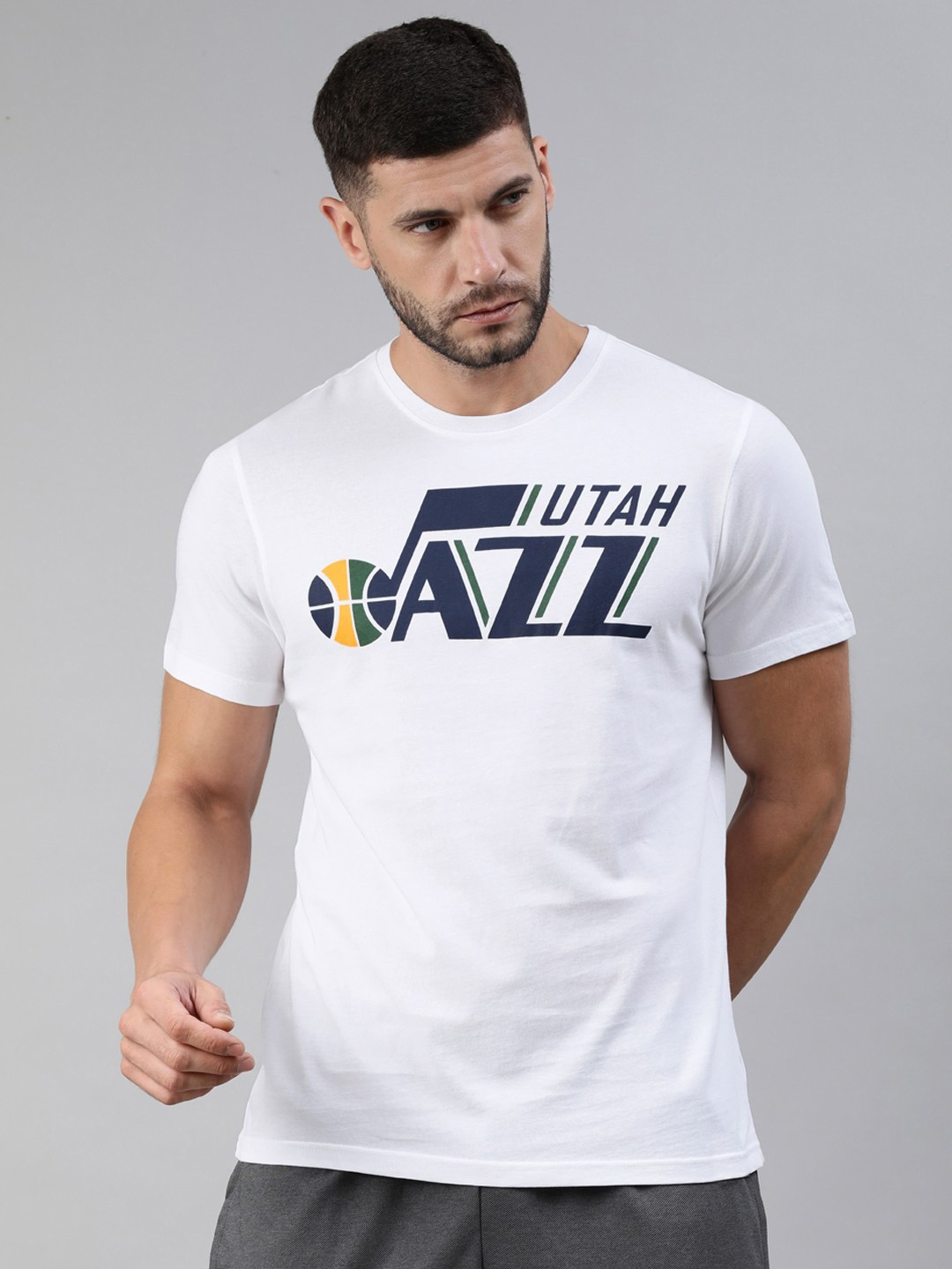 NBA Men White & Blue NBA Donovan Mitchell Classic Basketball T-Shirt