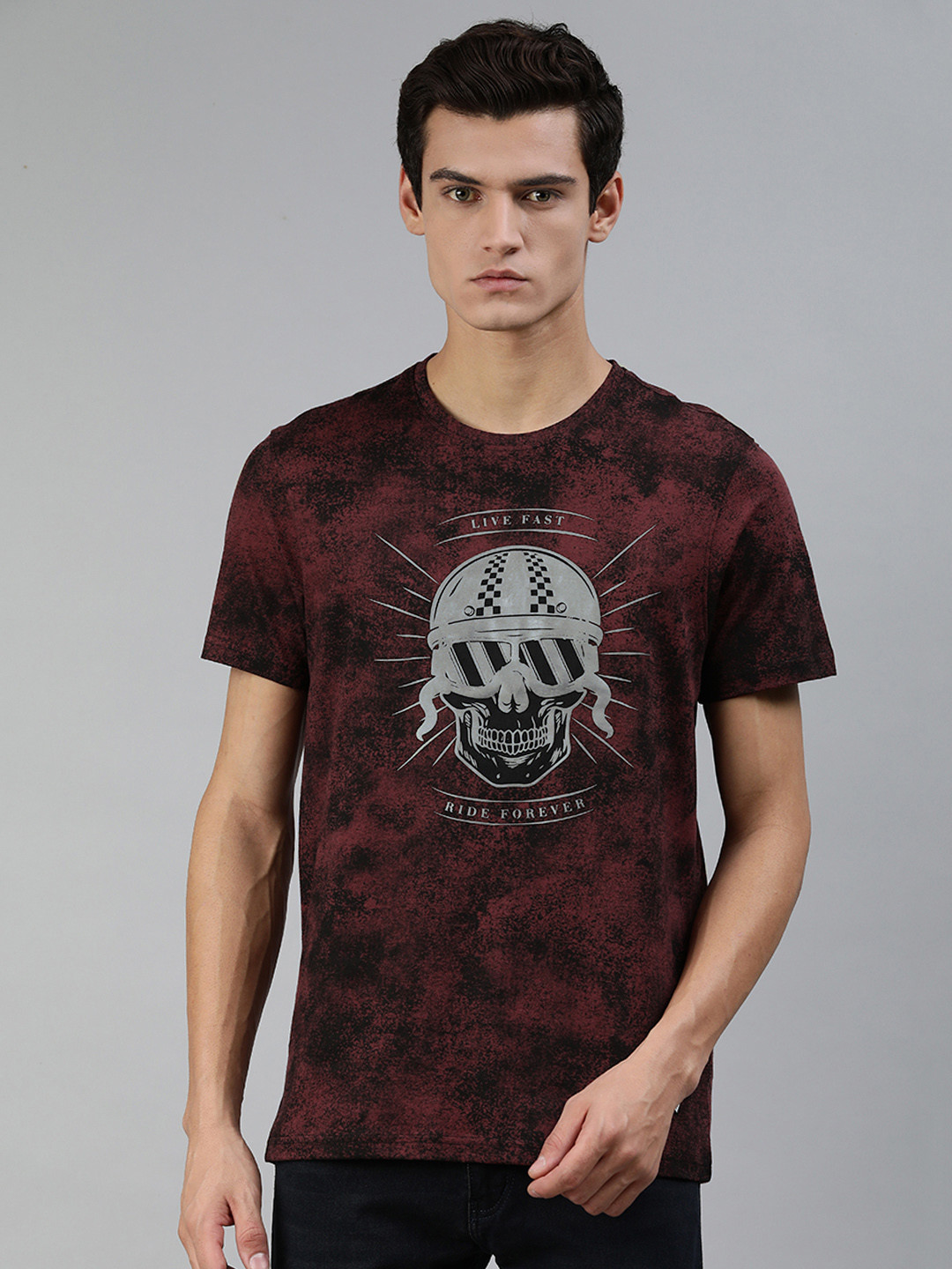 MotoGP Men Burgundy & Black MotoGP Ride Forever T-Shirt