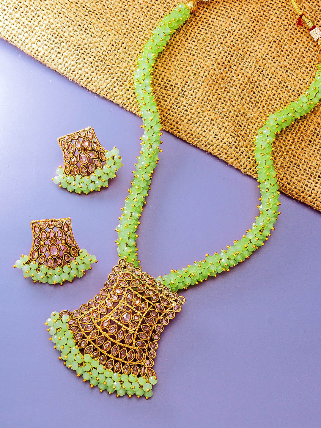 aadita Gold-Plated Pearl Matinee Jewellery Set