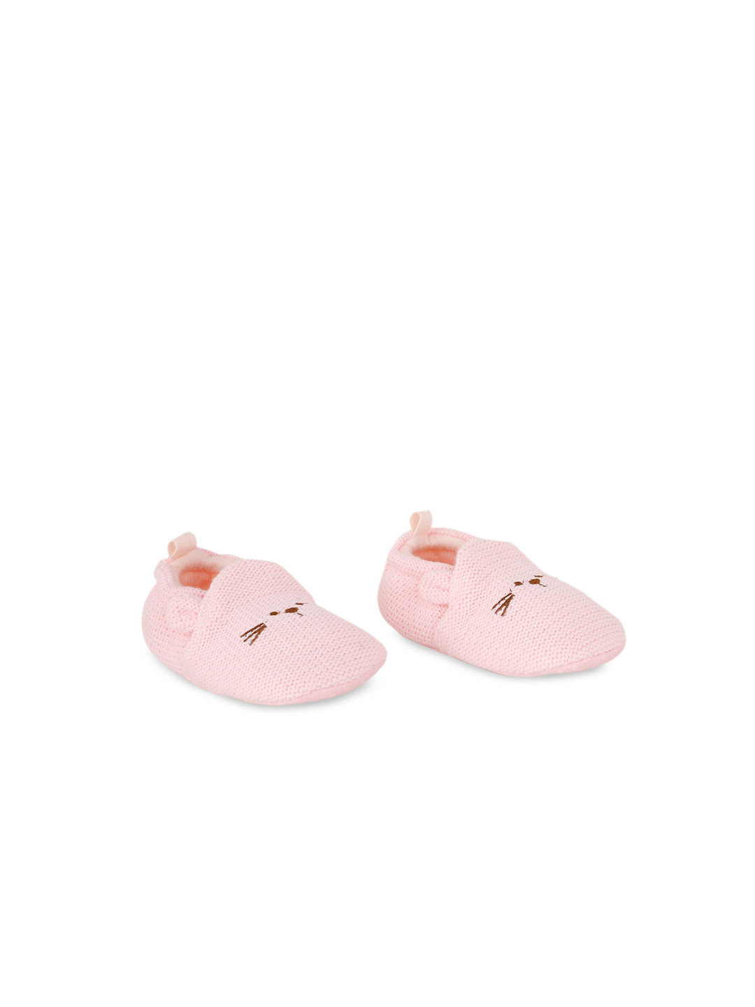Baby Moo Infants Pink Solid Knitted Booties