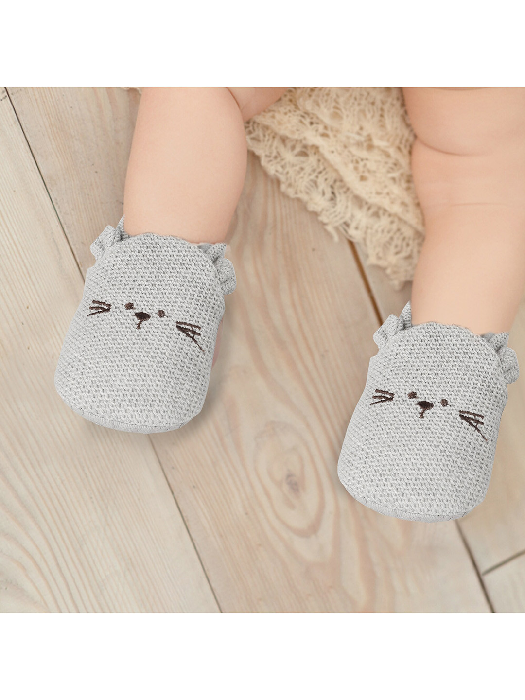 Baby Moo Infants Grey Patterned Booties