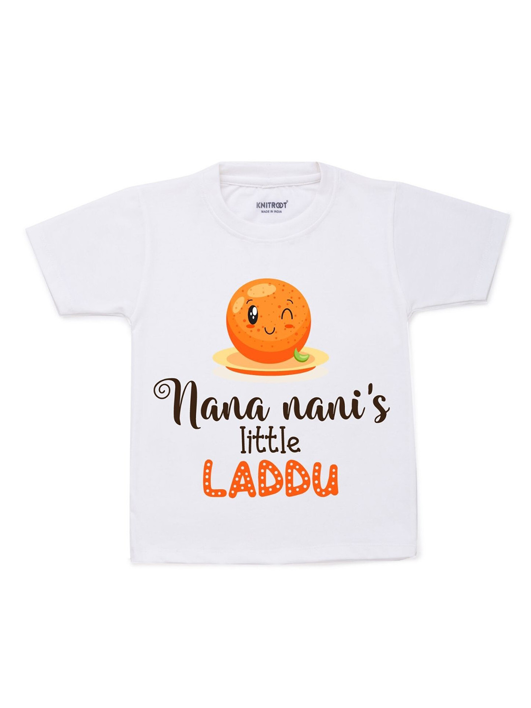 KNITROOT Kids White & Orange Typography Printed T-shirt