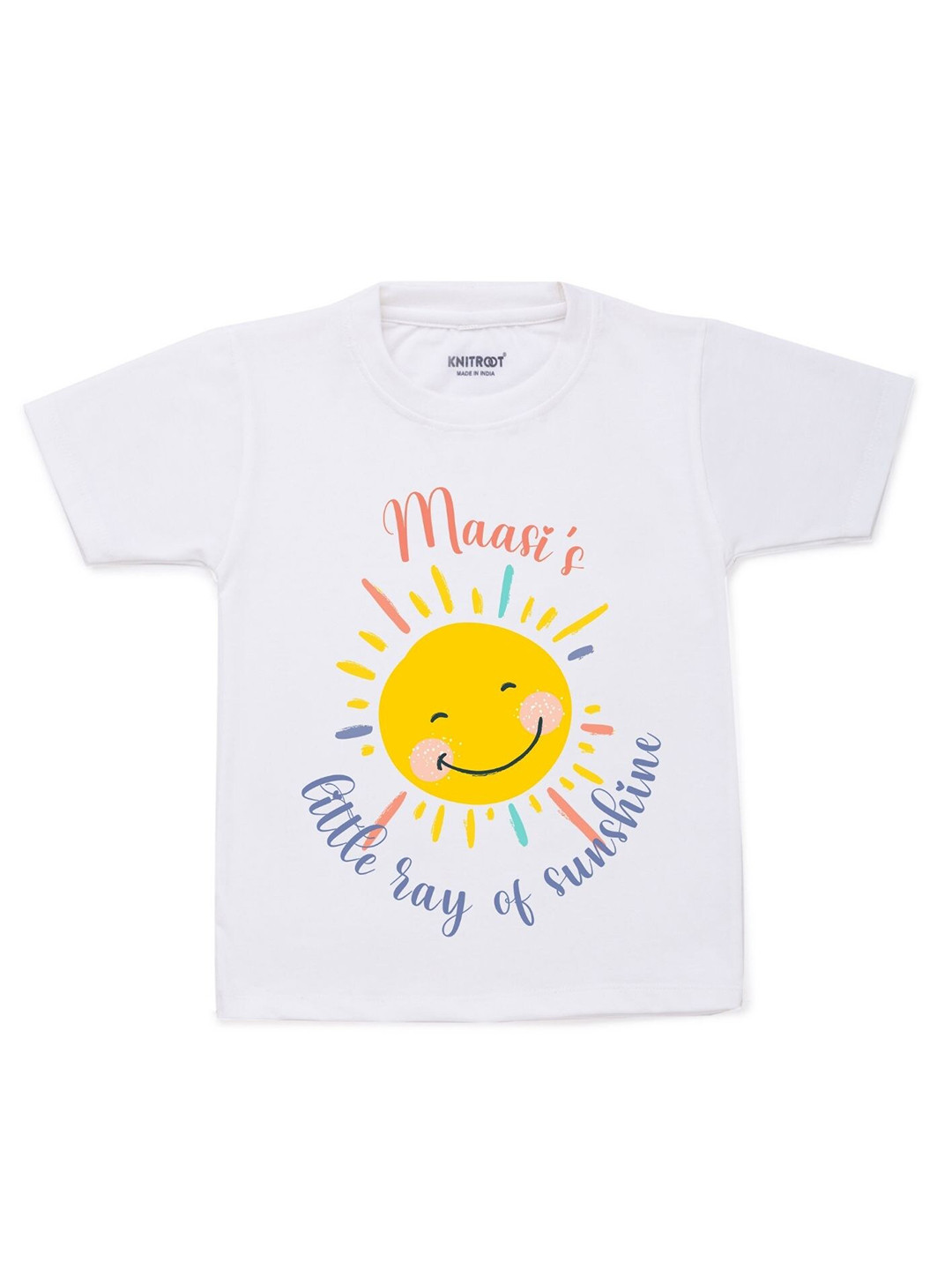 KNITROOT Unisex Kids White & Yellow Printed T-shirt
