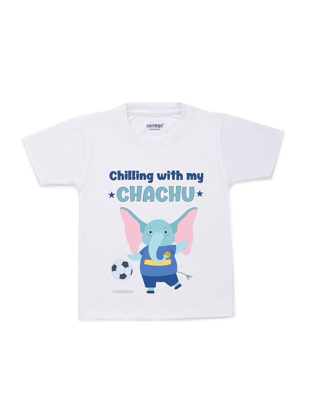 KNITROOT Kids White & Blue Print T-shirt