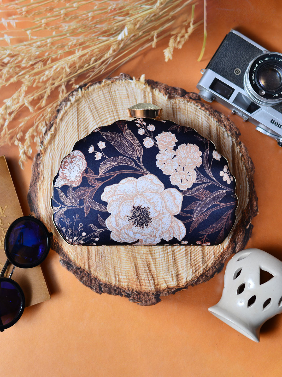 ARTKLIM Black & White Printed Box Clutch