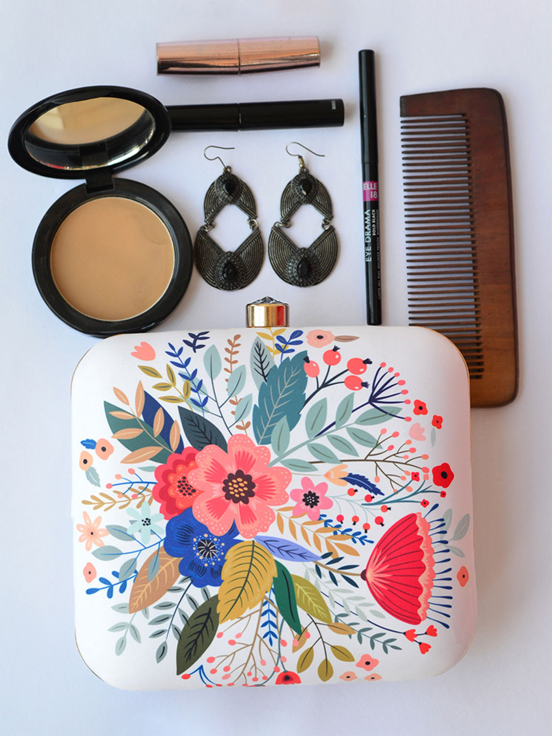 ARTKLIM White & Blue Printed Box Clutch