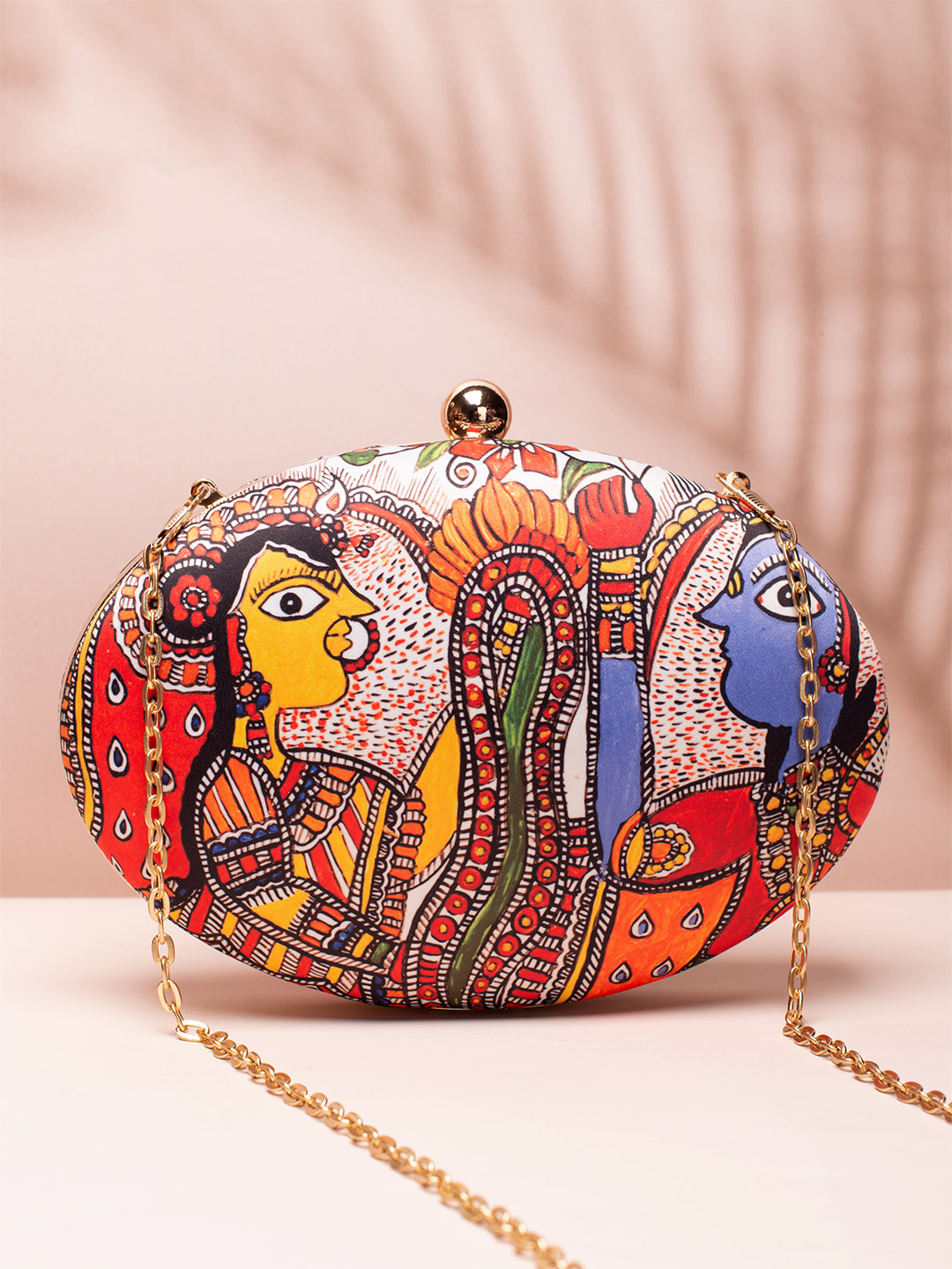 ARTKLIM Red & Blue Printed Box Clutch