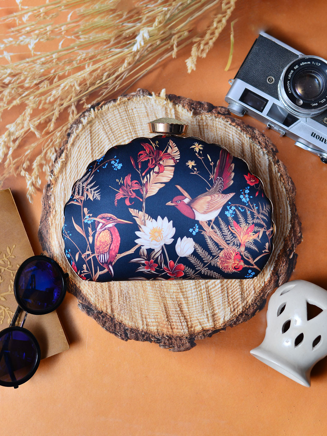 ARTKLIM Black & Red Printed Box Clutch