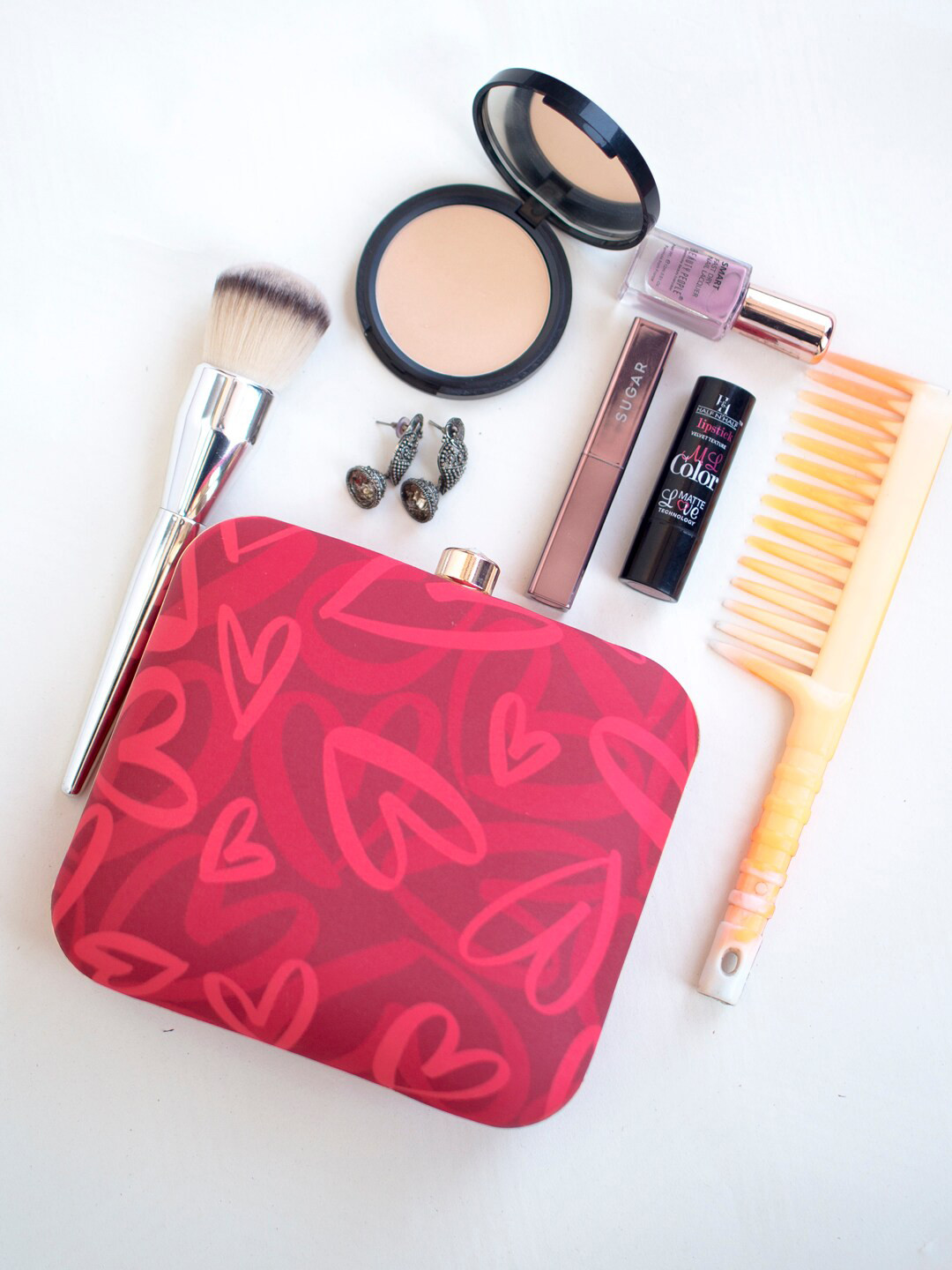 ARTKLIM Red Printed Box Clutch