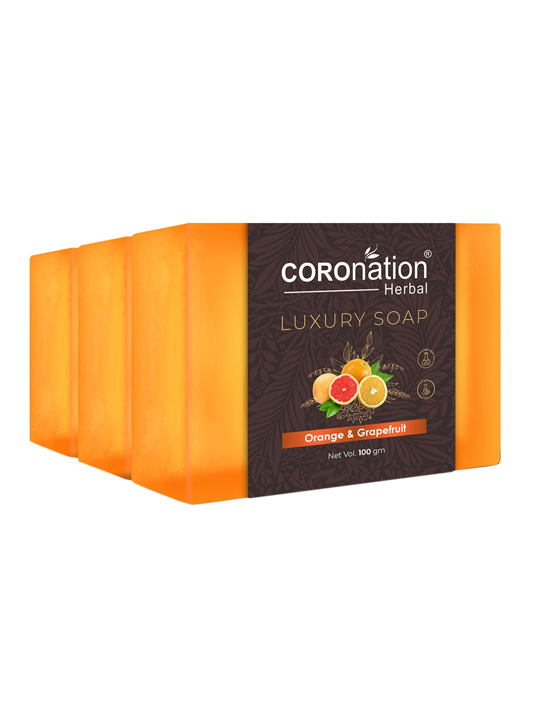 COROnation Herbal Set of 3 Orange & Grapefruit Luxury Soaps - 100g each
