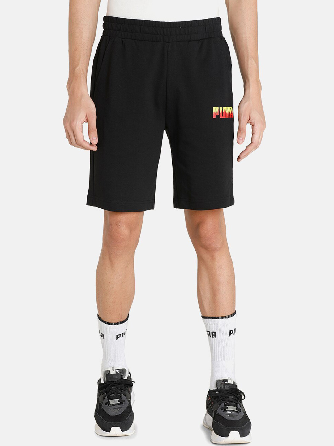 Puma Men Black Cotton Sports Shorts