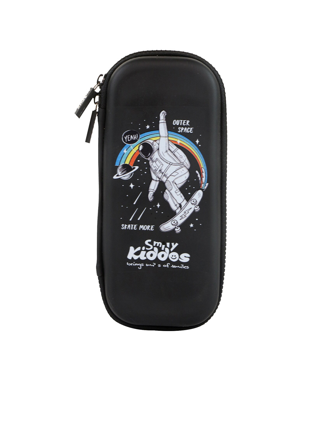 Smily Kiddos Kids Black Astronaut Printed Zipper Pencil Case
