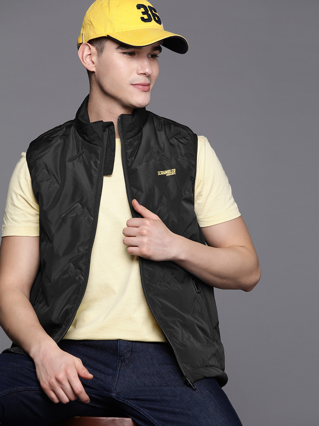 Ducati Scrambler Mock Collar Sleeveless Padded Jacket