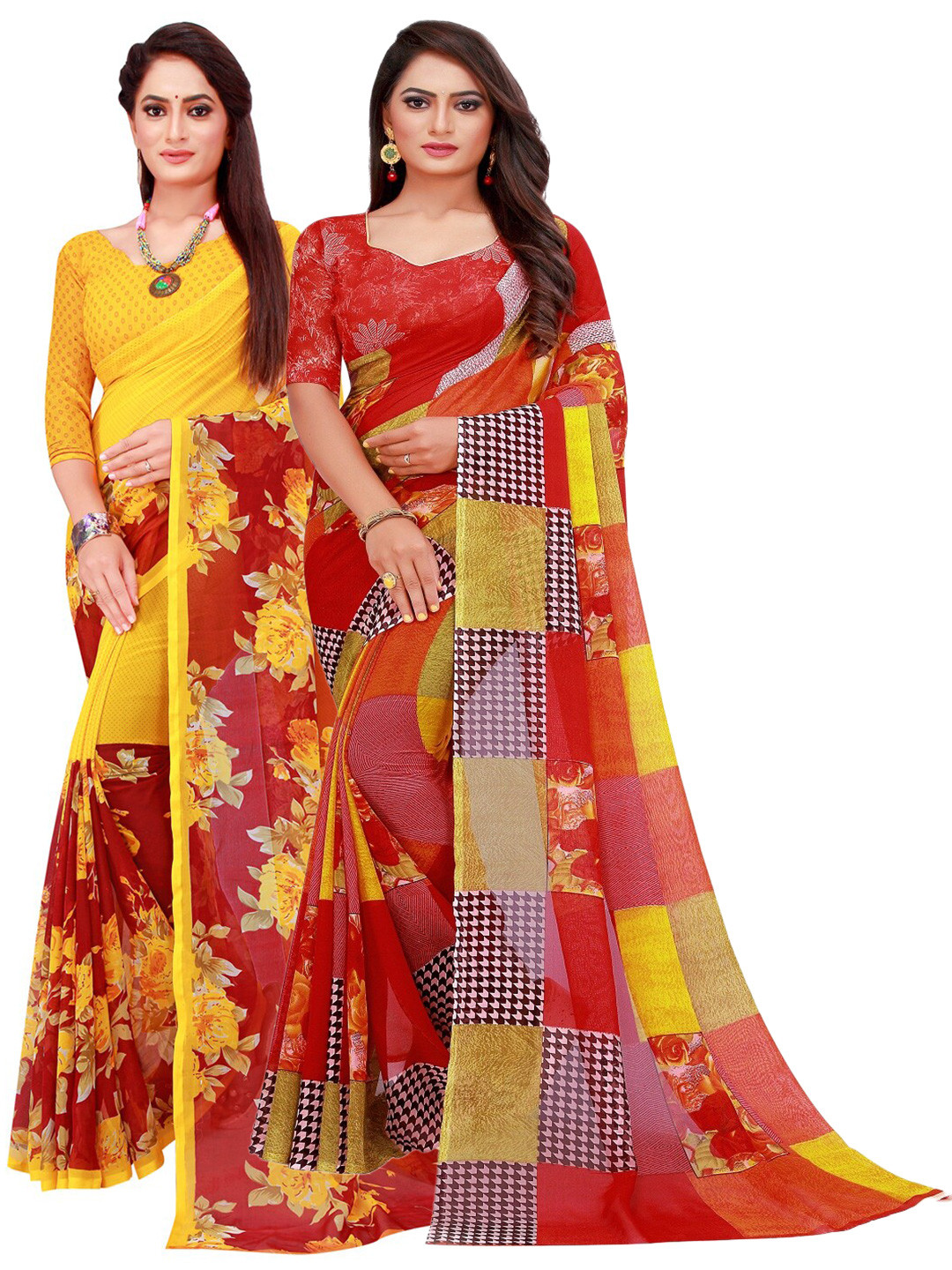 Florence Pack of 2 Printed Pure Georgette Sarees