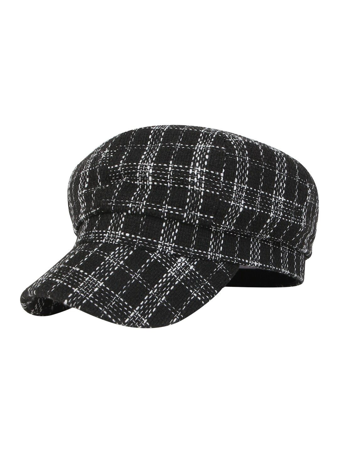 iSWEVEN Unisex Black & White Ascot Cap