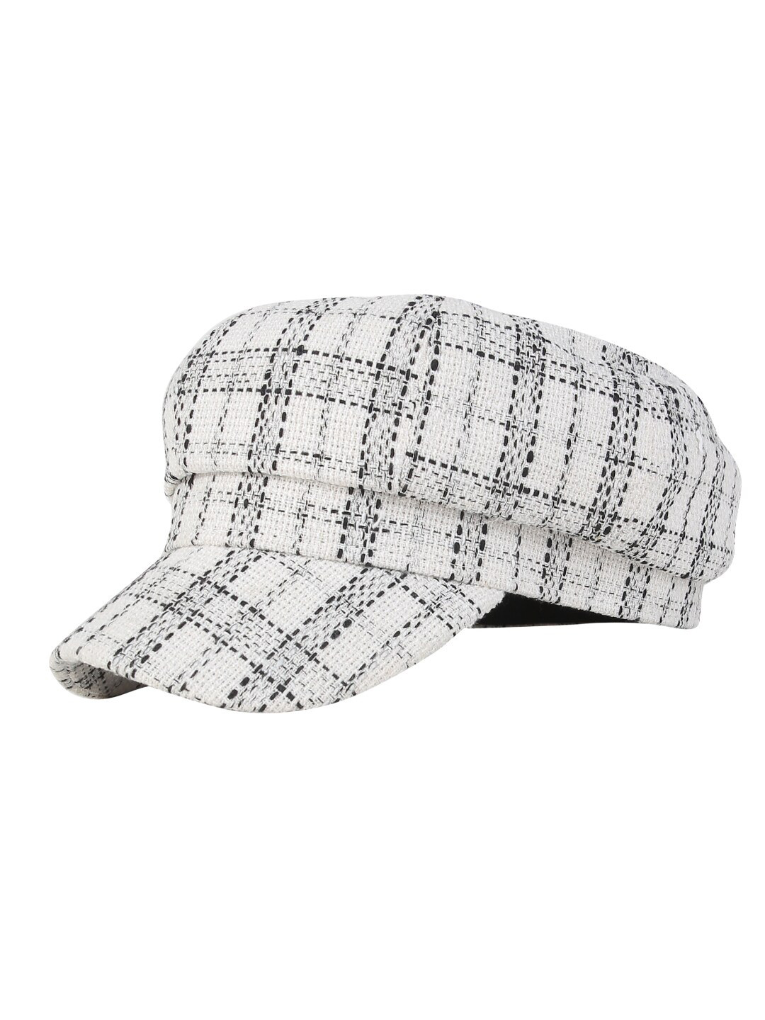 iSWEVEN Unisex White & Black Ascot Beret French Cap