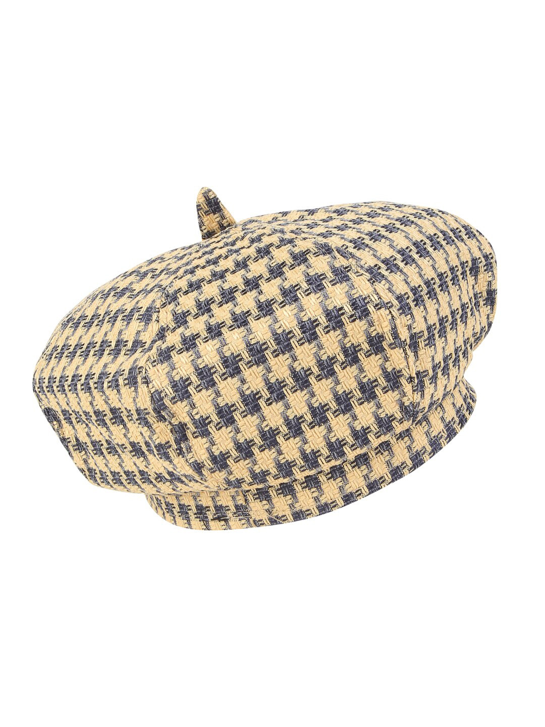 iSWEVEN Unisex Blue & Beige Self Design Cotton Ascot Cap