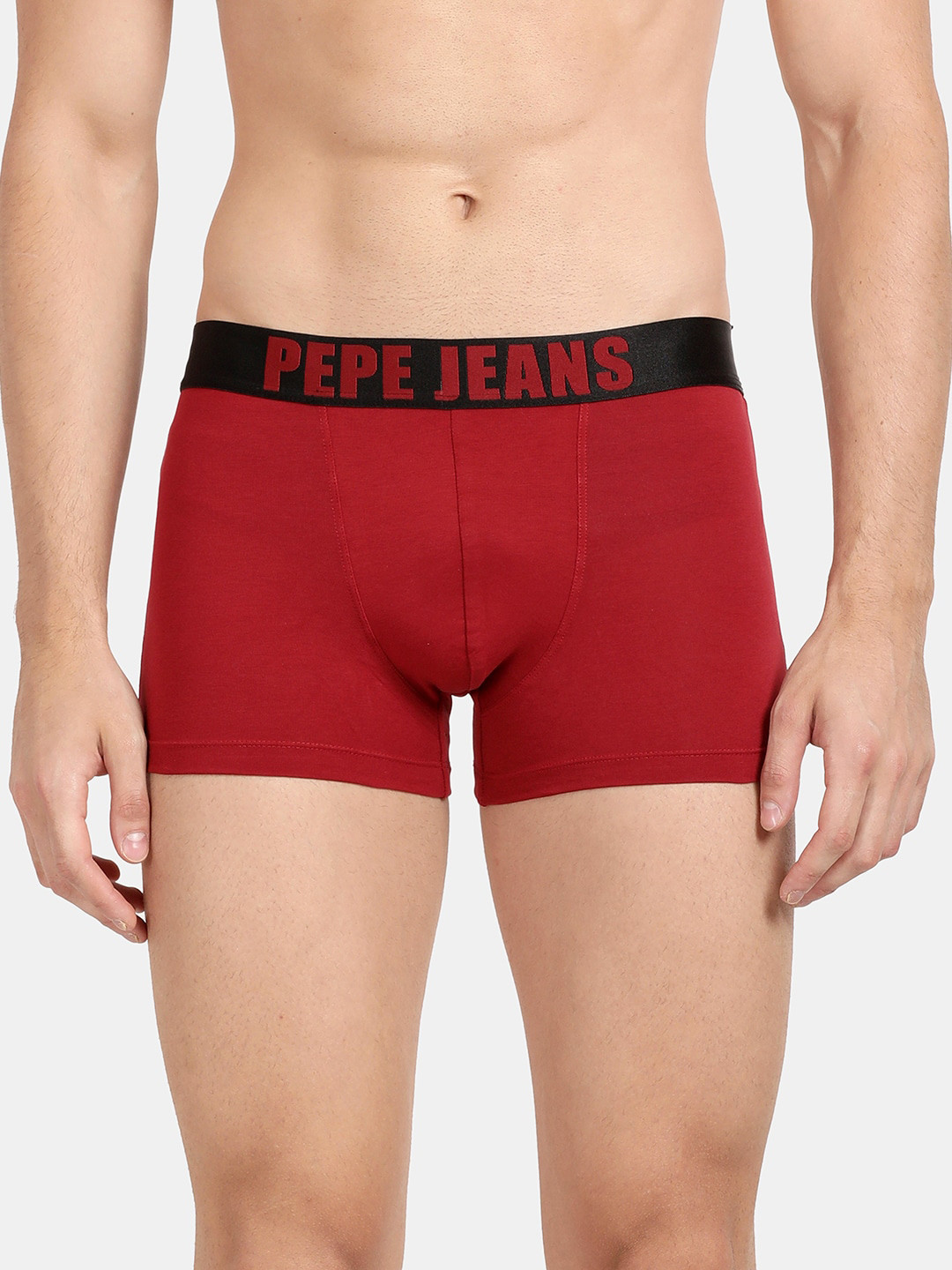Pepe Jeans Men Red & Black Solid Cotton Trunk OPT01-PPARRY RED AOP