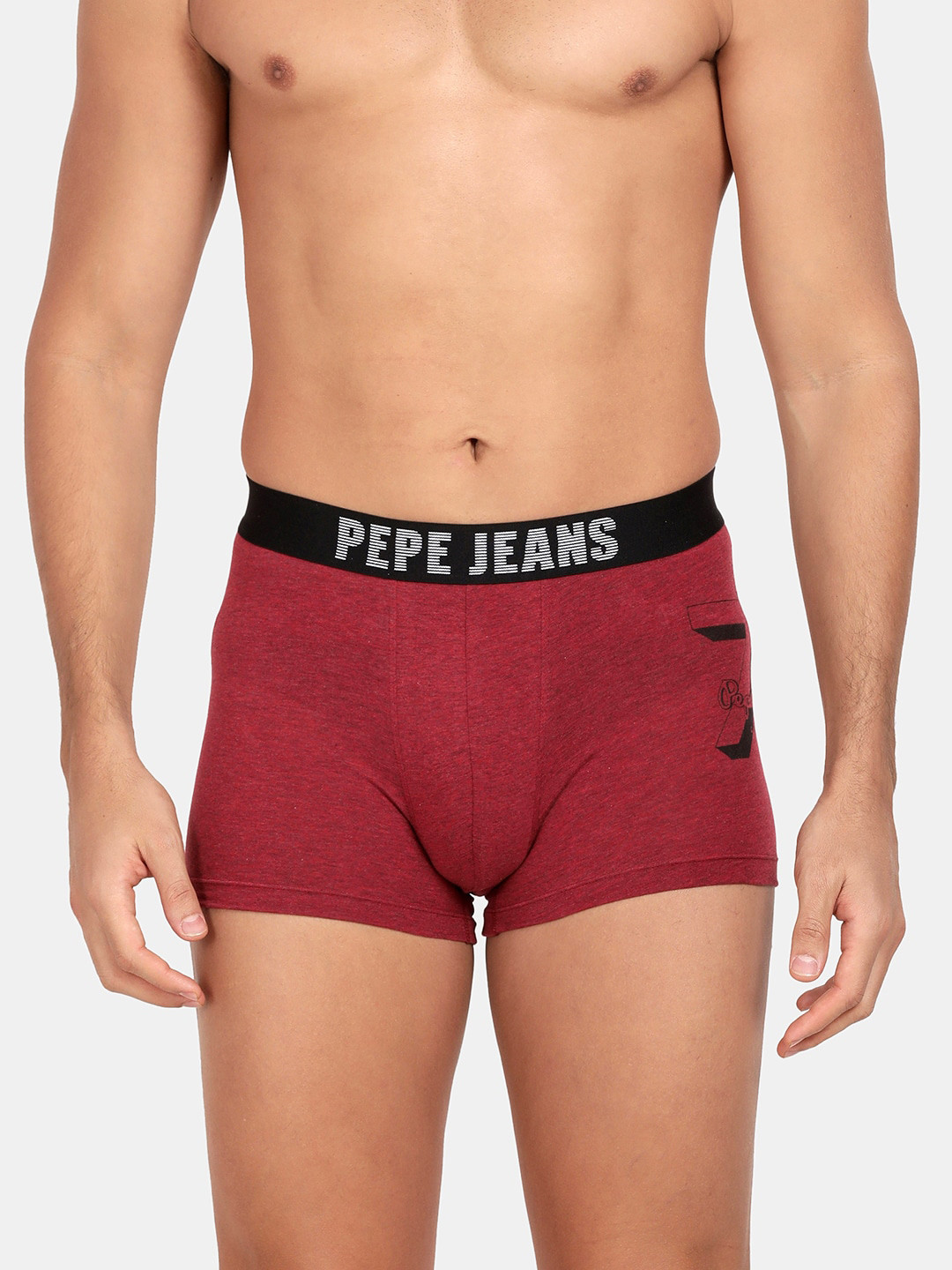 Pepe Jeans Men Maroon Solid Cotton Trunk OPT07Maroon