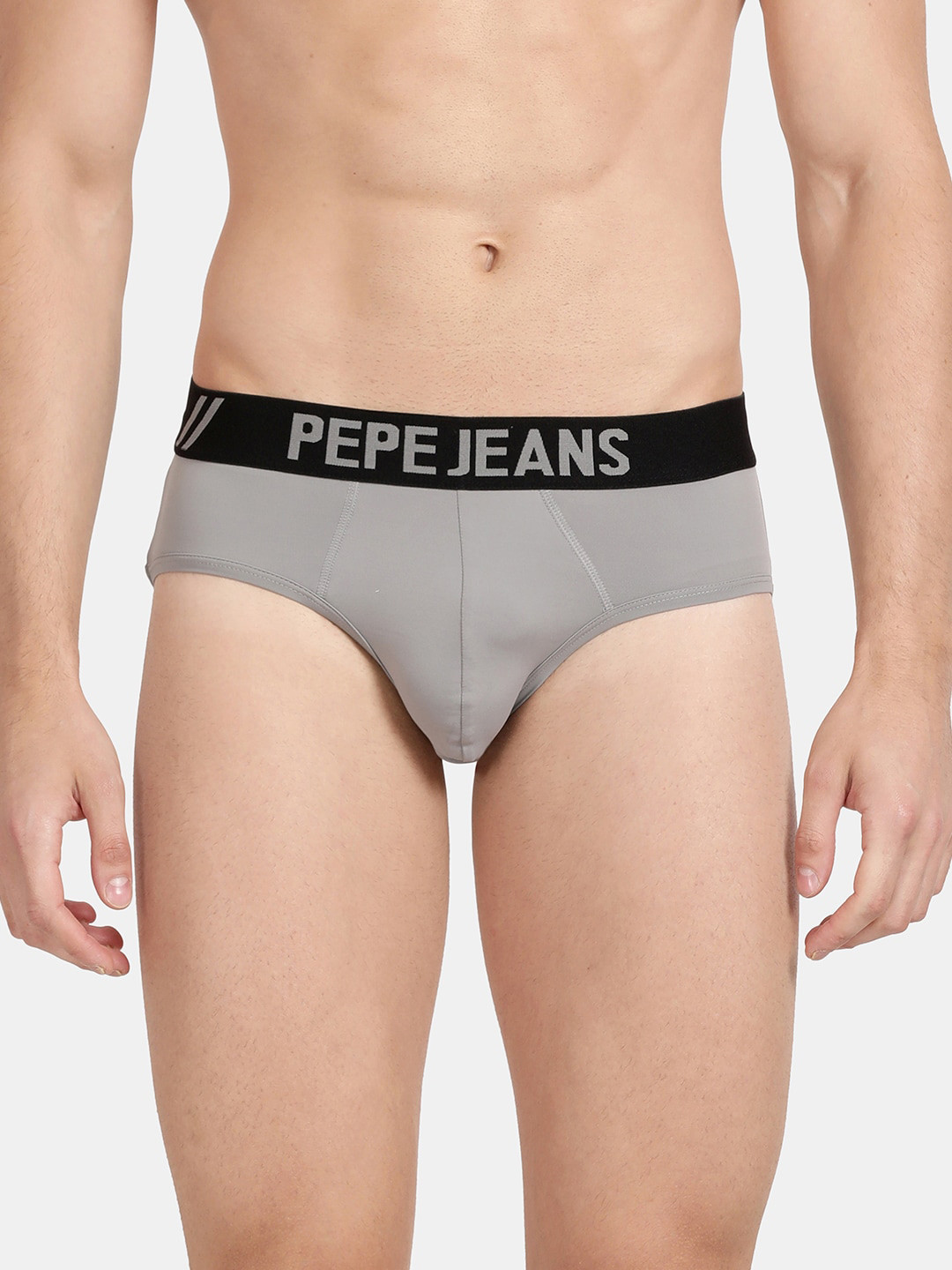 Pepe Jeans Men Grey Solid Briefs BGB01SHARK SKIN S-Grey