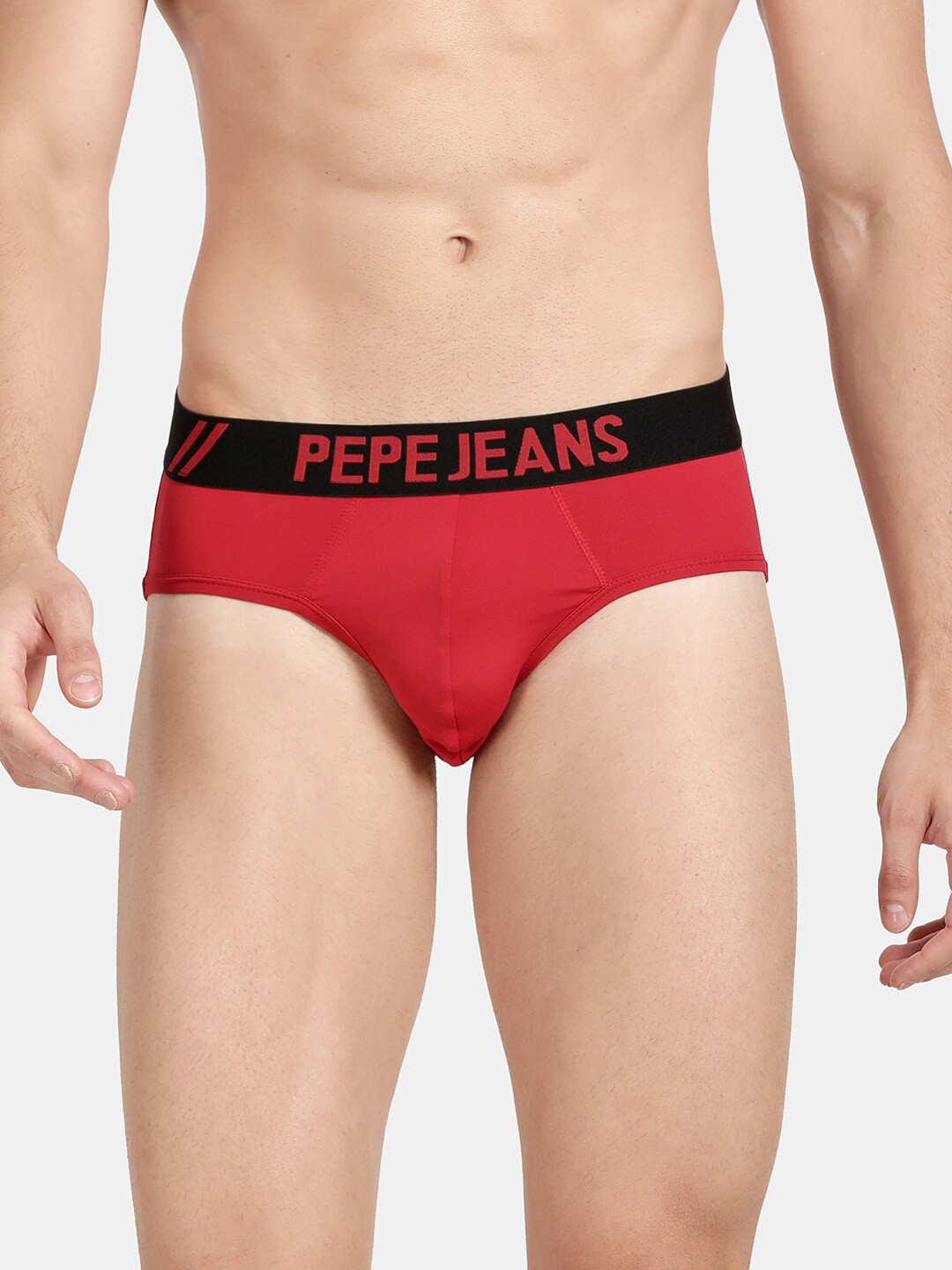 Pepe Jeans Men Red Solid Briefs BGB01SCARLET SAGE S