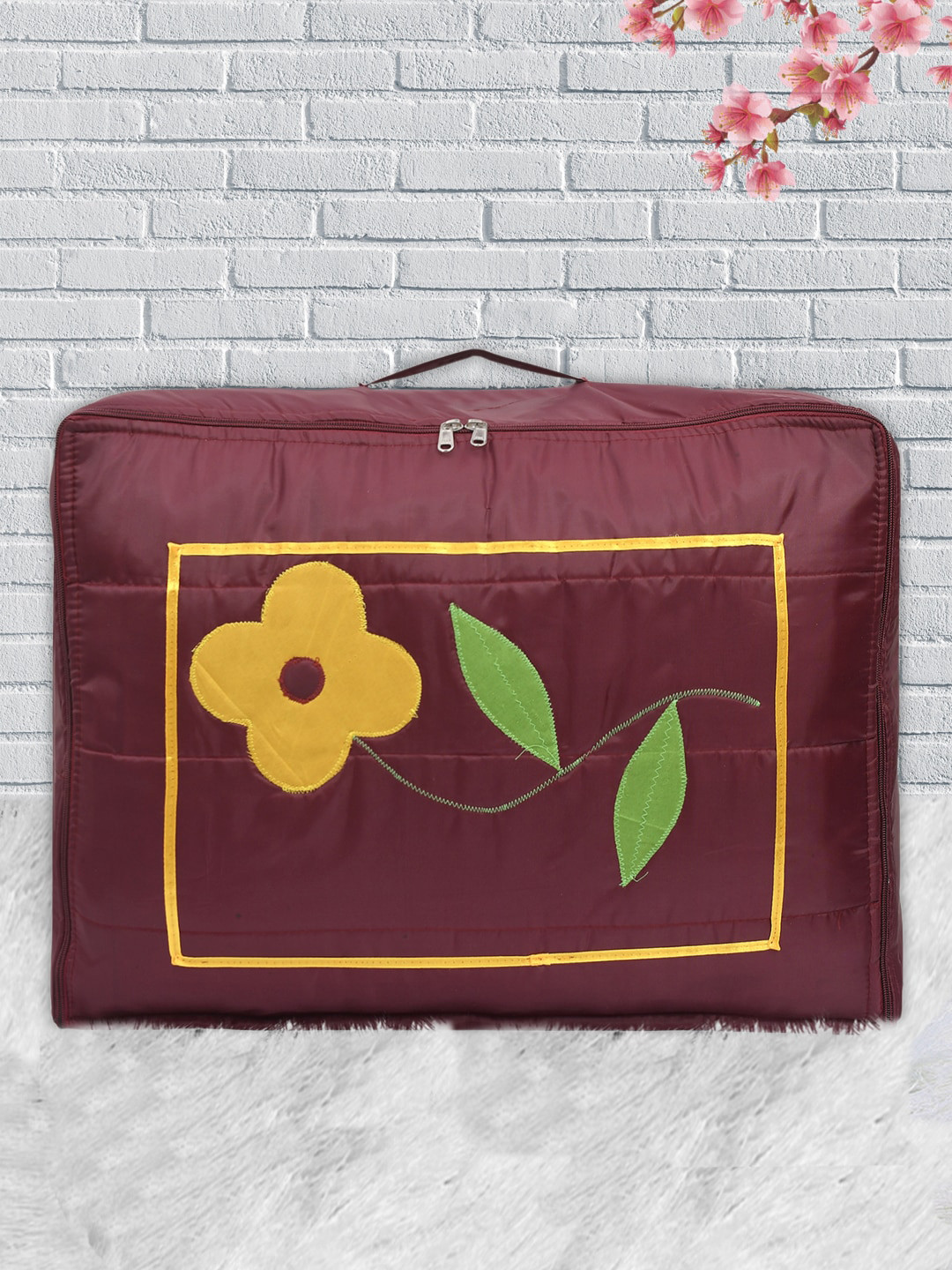 Kuber Industries Set Of 2 Maroon Printed Foldable Saree Organisers
