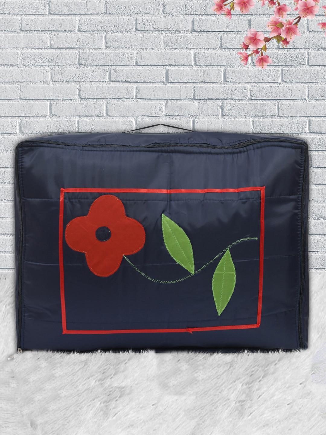 Kuber Industries Pack of 2 Navy Blue & Maroon Flower Print Foldable Saree Covers